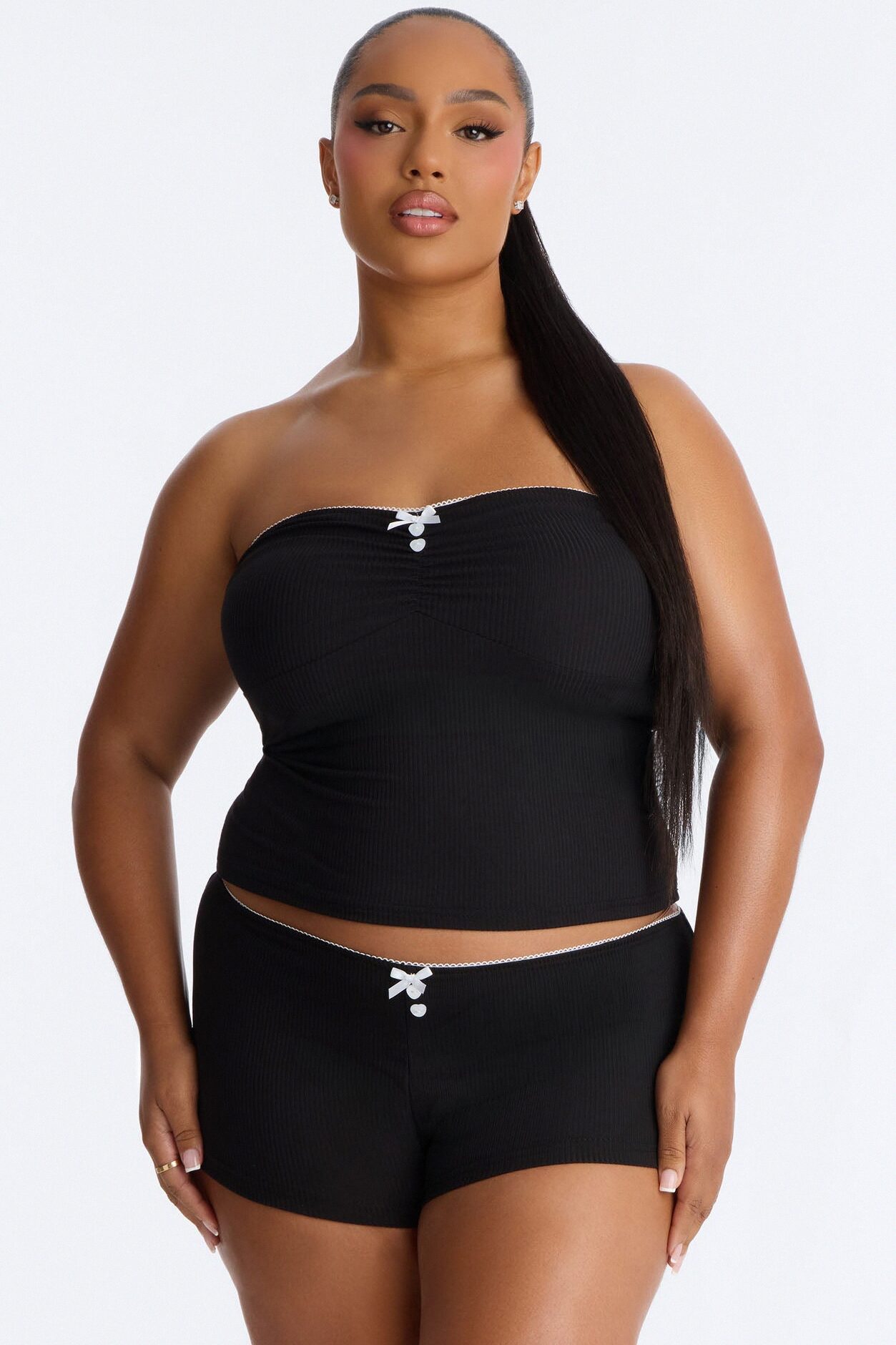 Cherishing Your Heart 2pc PJ Boyshort Set - Black