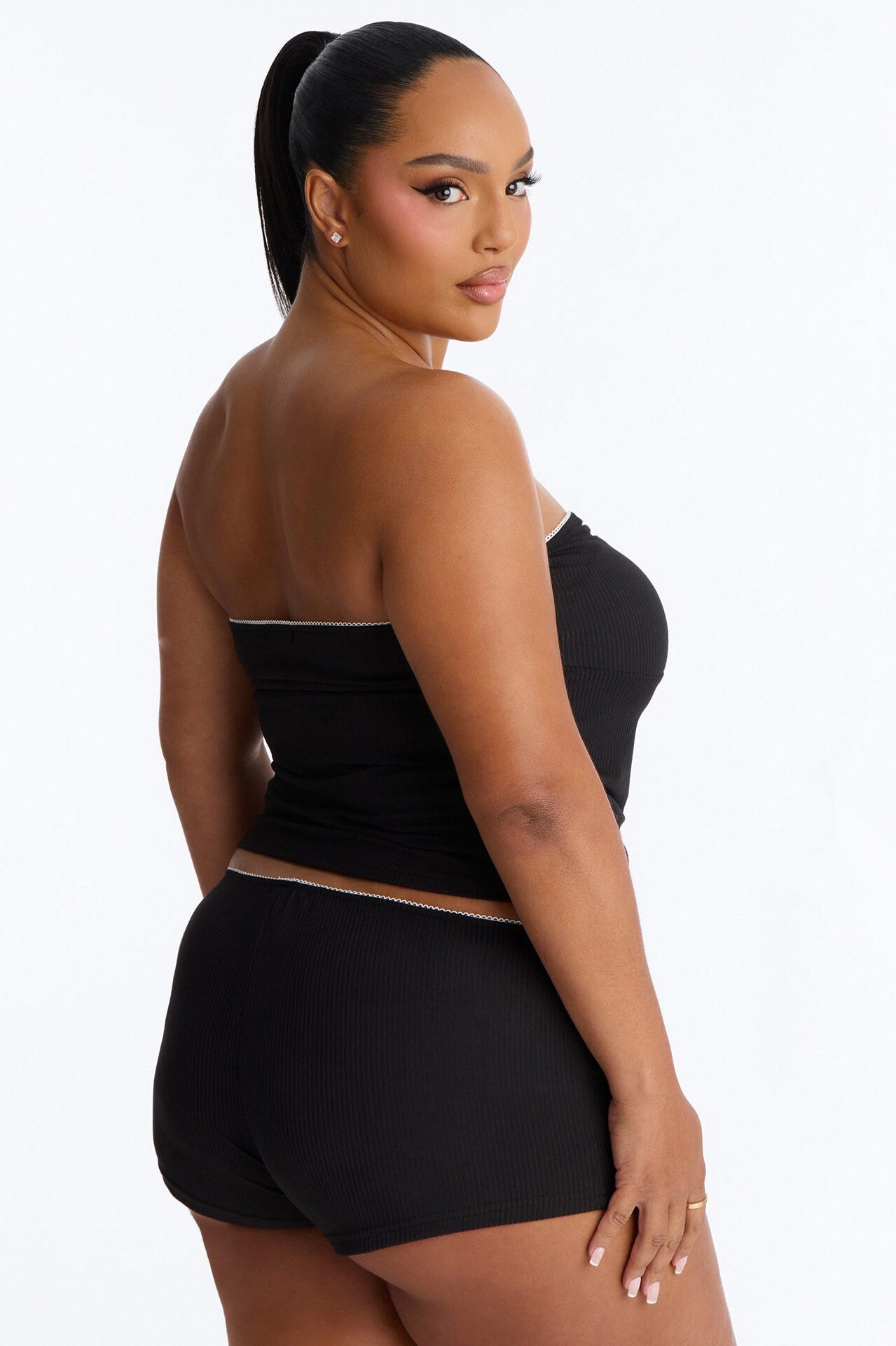 Cherishing Your Heart 2pc PJ Boyshort Set - Black