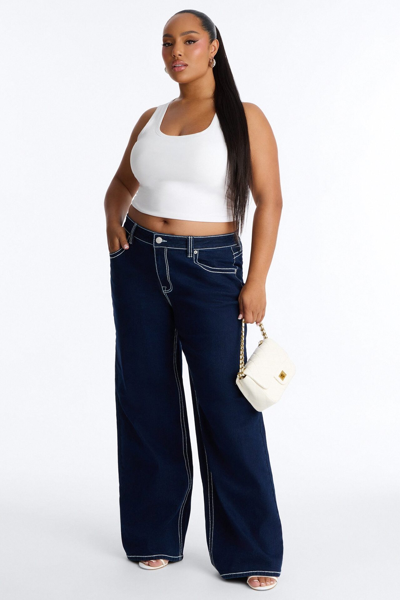 Running Around Scoop Neck Built in Bra Tank Top - White