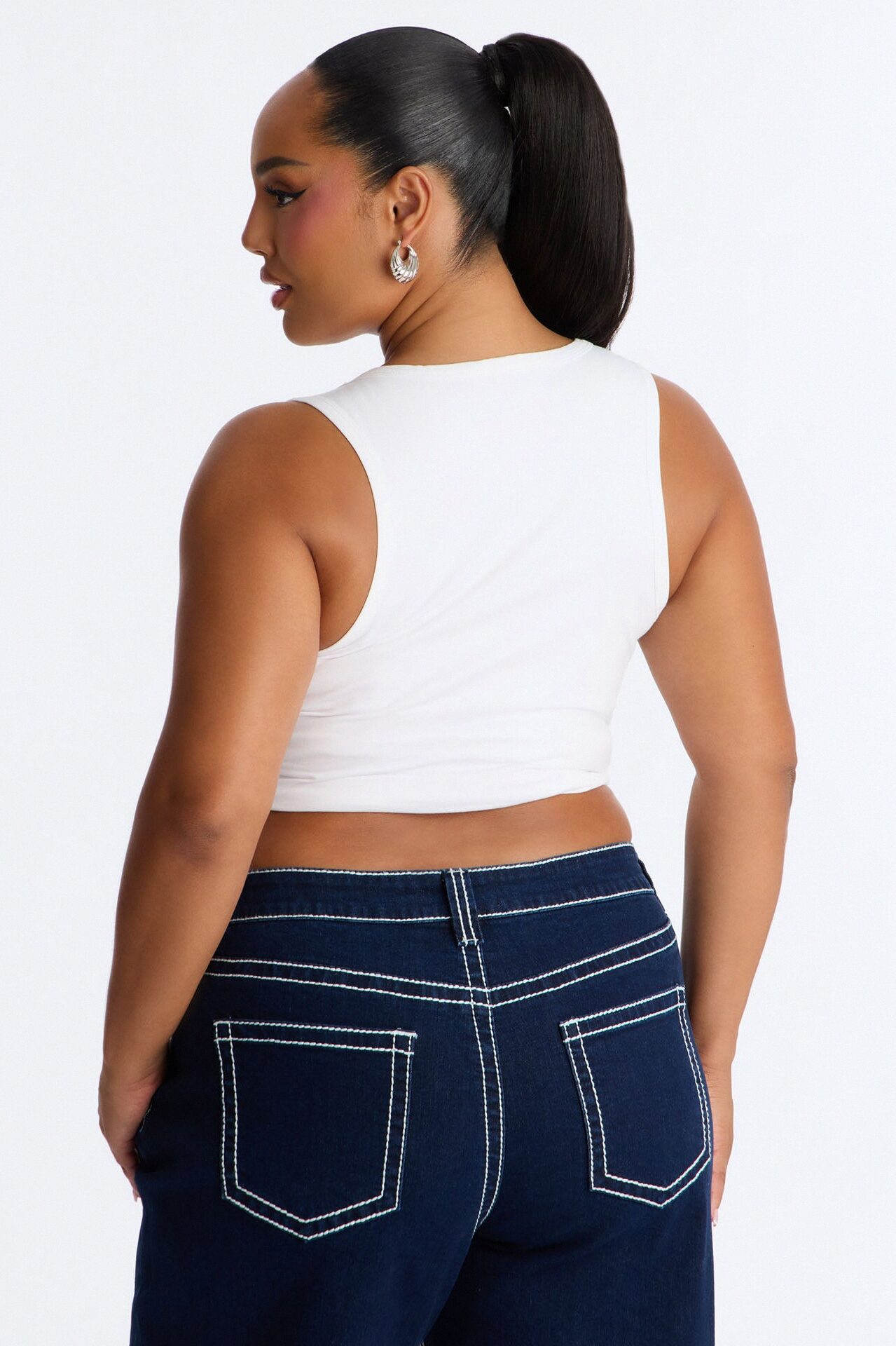 Running Around Scoop Neck Built in Bra Tank Top - White