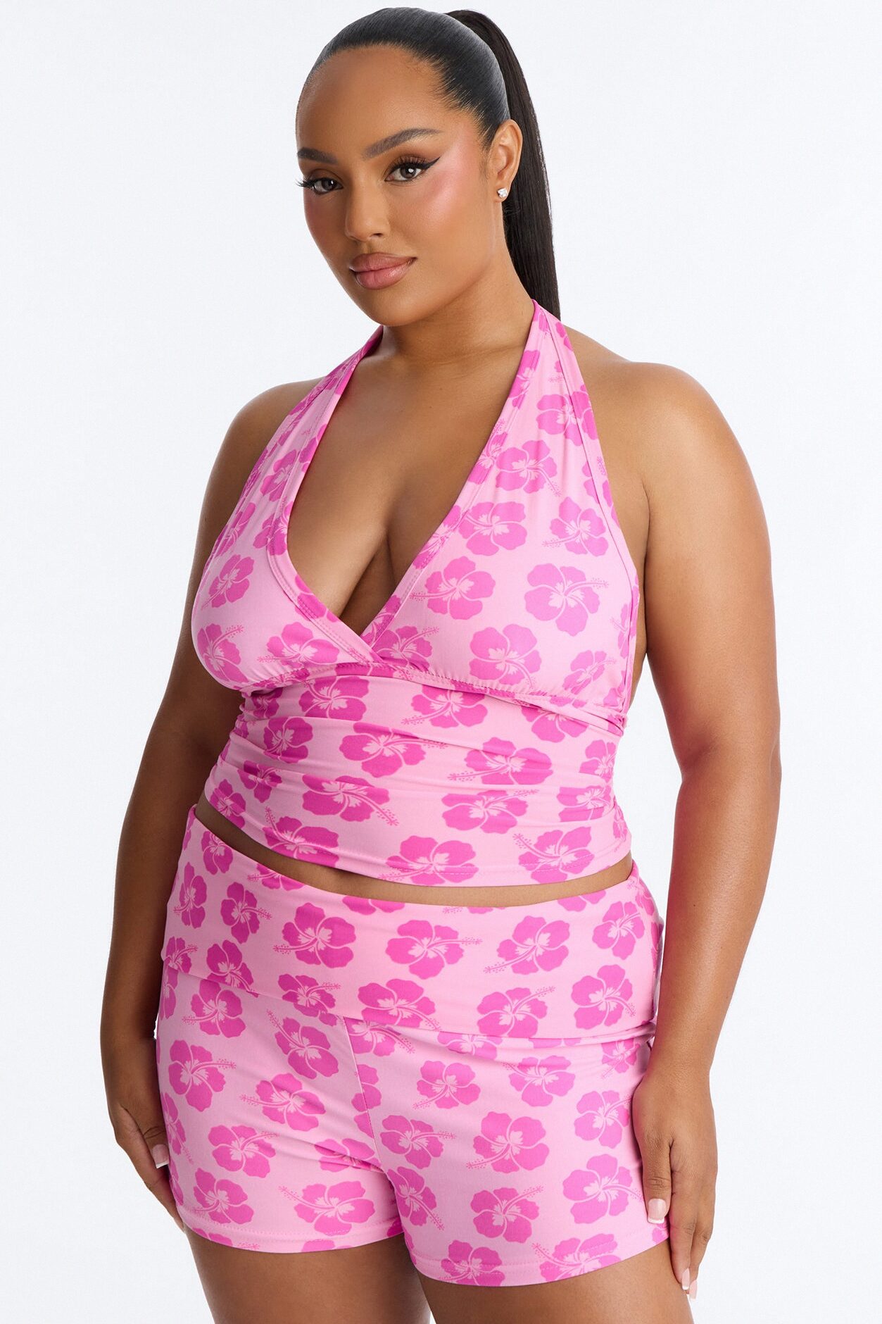 Tropical Beauty PJ Short Set - Pink/Pink