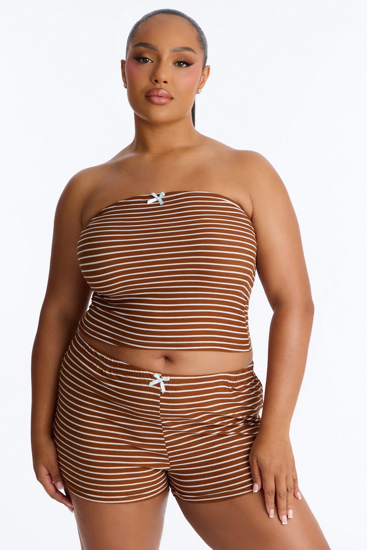 It's Always Been You 2pc PJ Short Set - Brown/combo