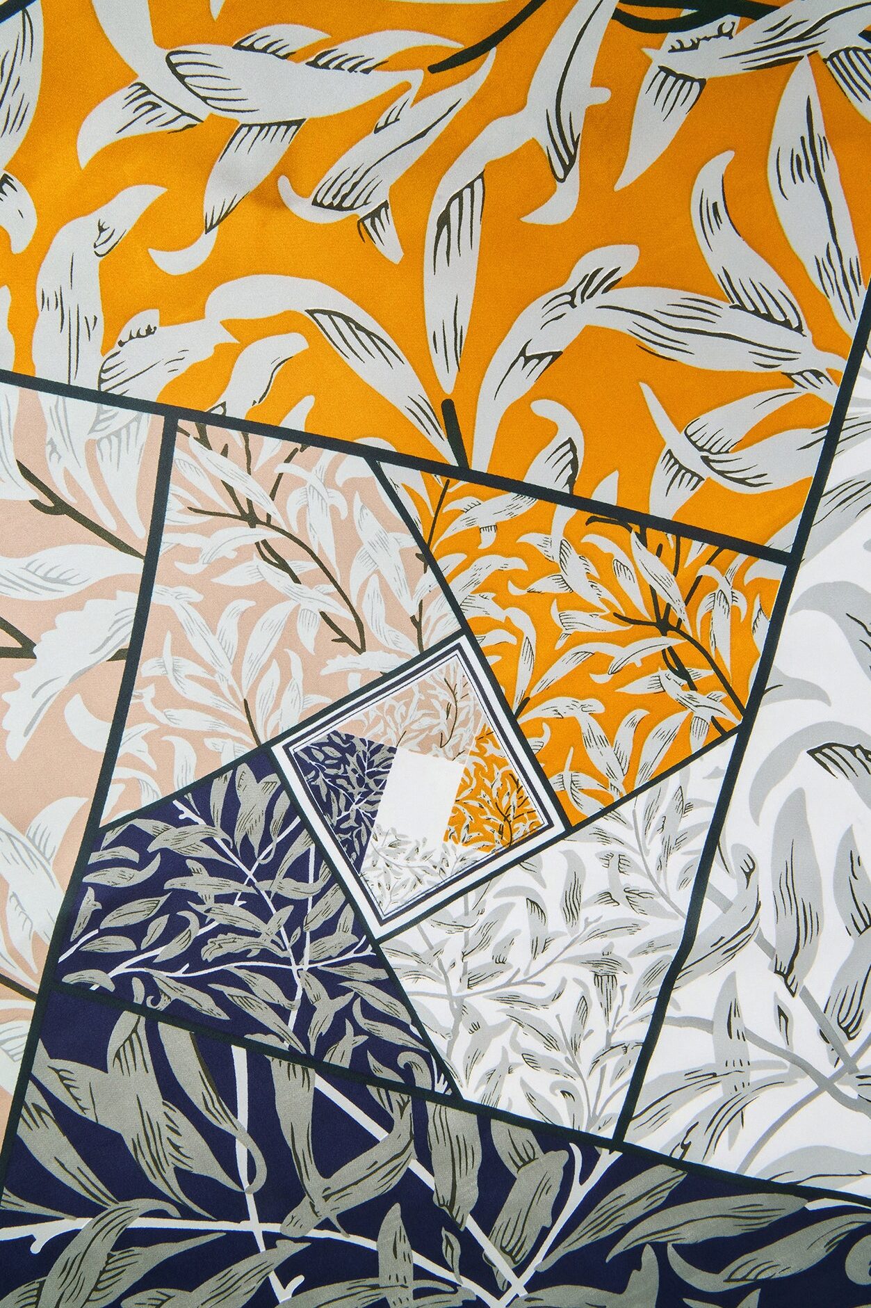 Leaves In The Wind Head Scarf - Grey/combo