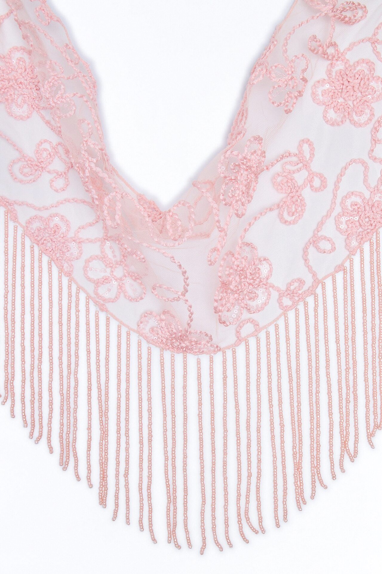 Mojave Whisper Beaded Fringe Scarf Belt - Pink