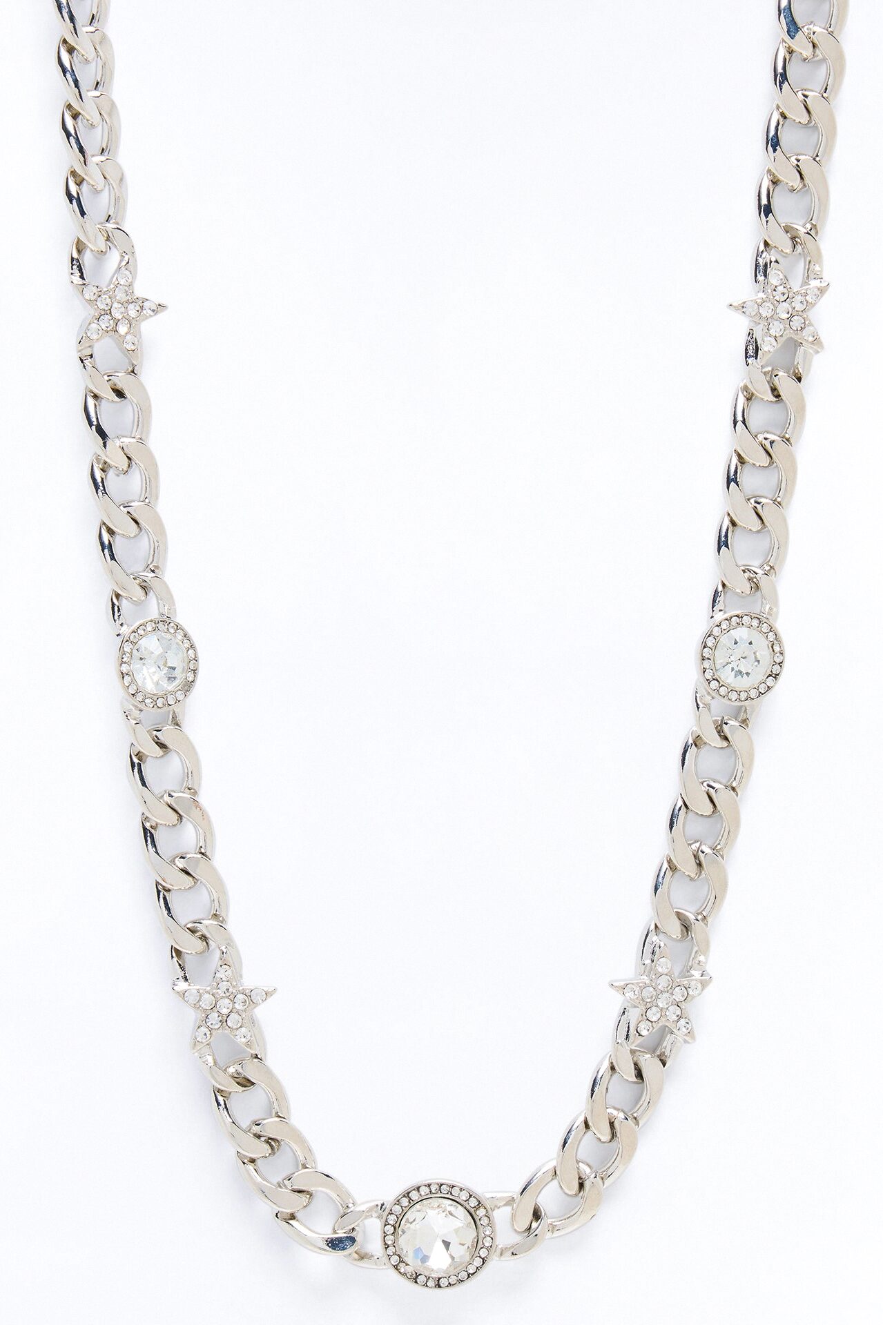 Beaming Stars Cuban Necklace - Silver