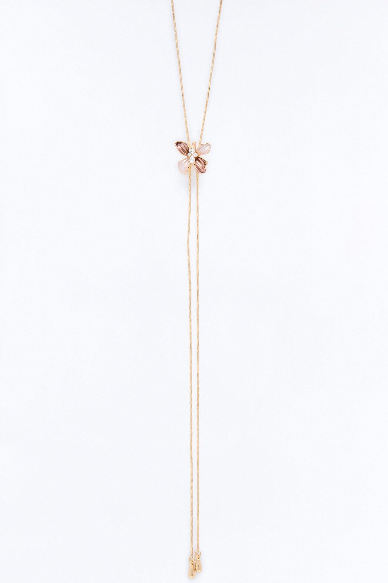 Little Flirty Lariat Necklace - Gold/Pink
