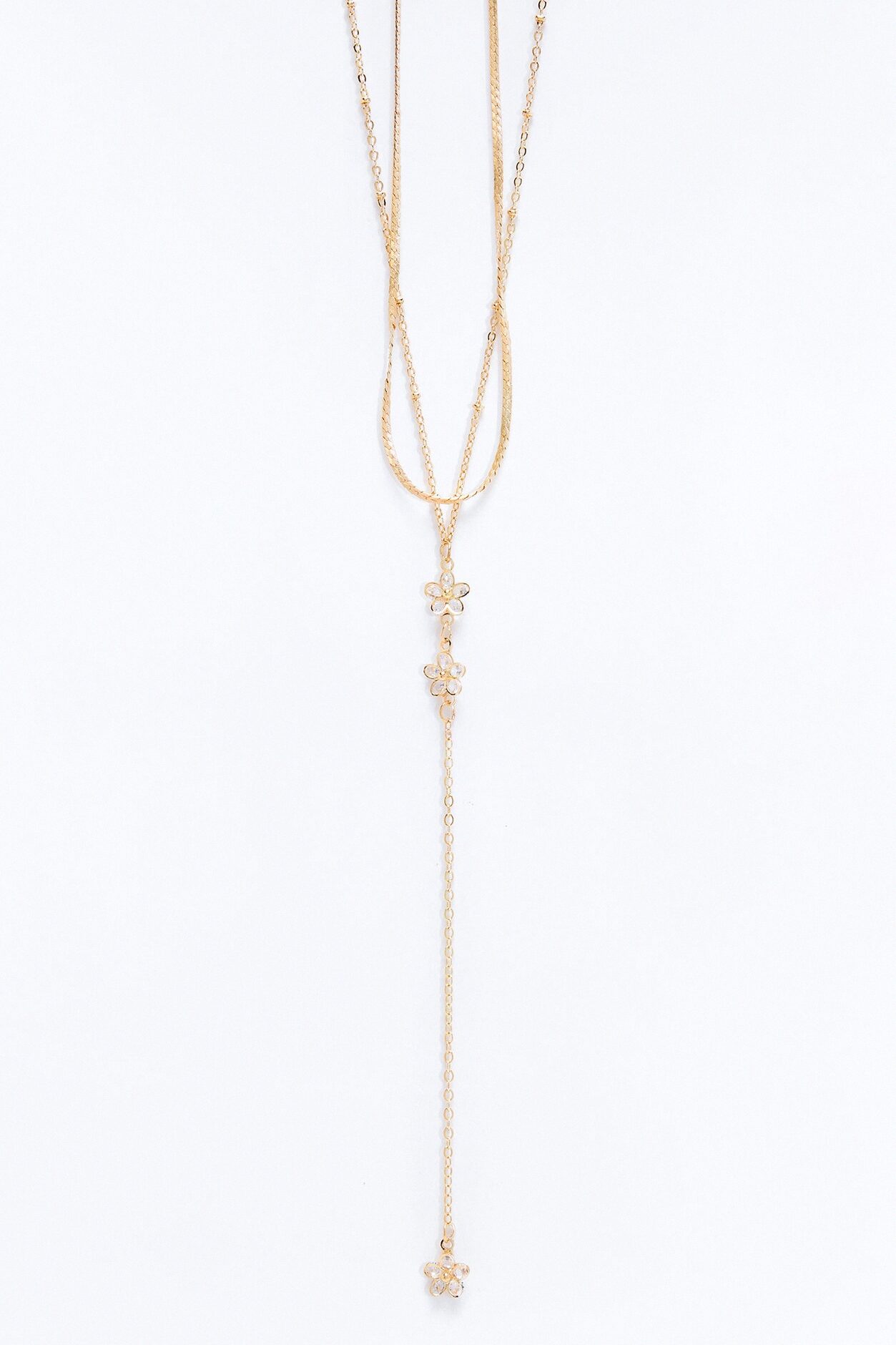 Golden Daisies Lariat Neckalce - Gold