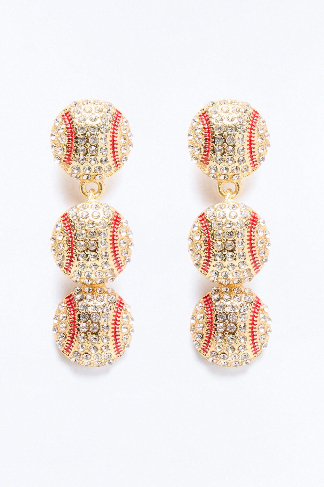 Ball Game Baddie Earrings - Silver/Red