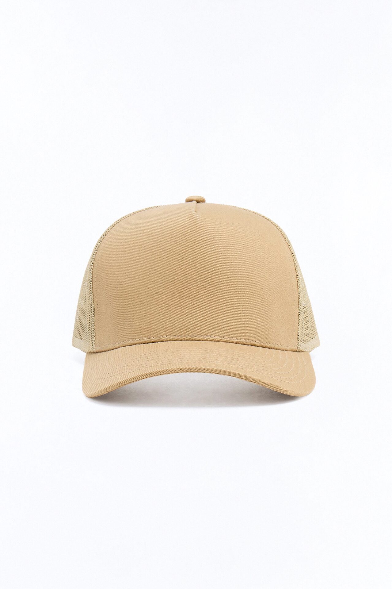 Basic Mesh Back Panel Snapback Hat - Khaki