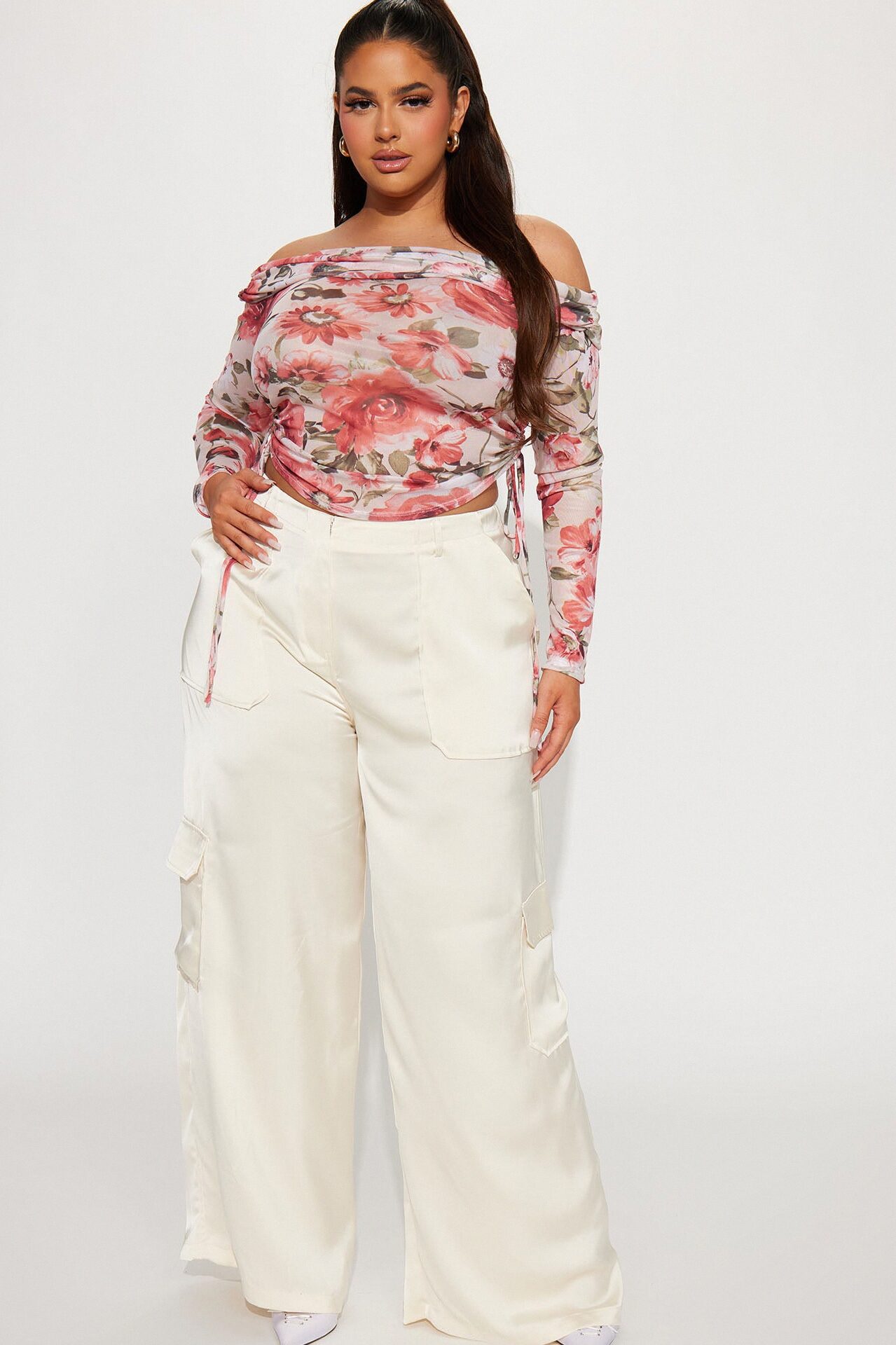 Pretty Girl Satin Cargo Pant - Ivory