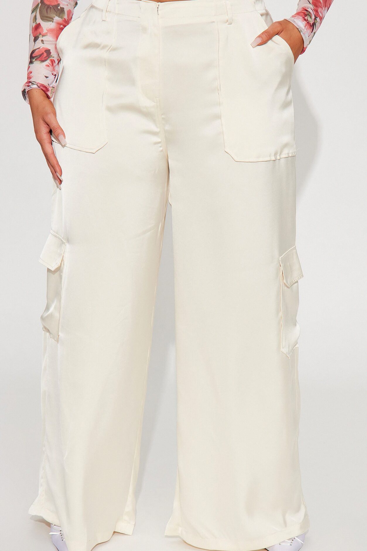 Pretty Girl Satin Cargo Pant - Ivory