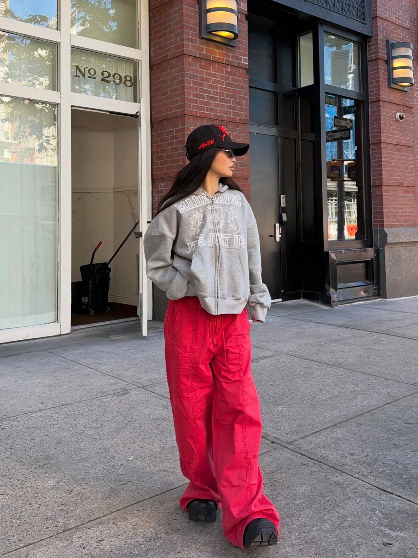 Olivia Wide Leg Jogger - Red