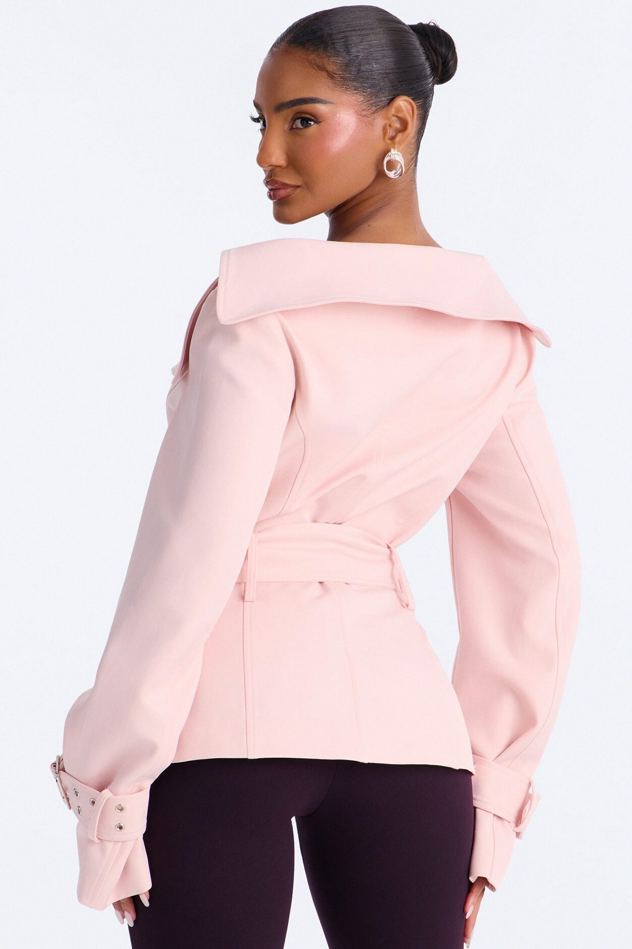 Georgina Off Shoulder Trench Coat - Pink