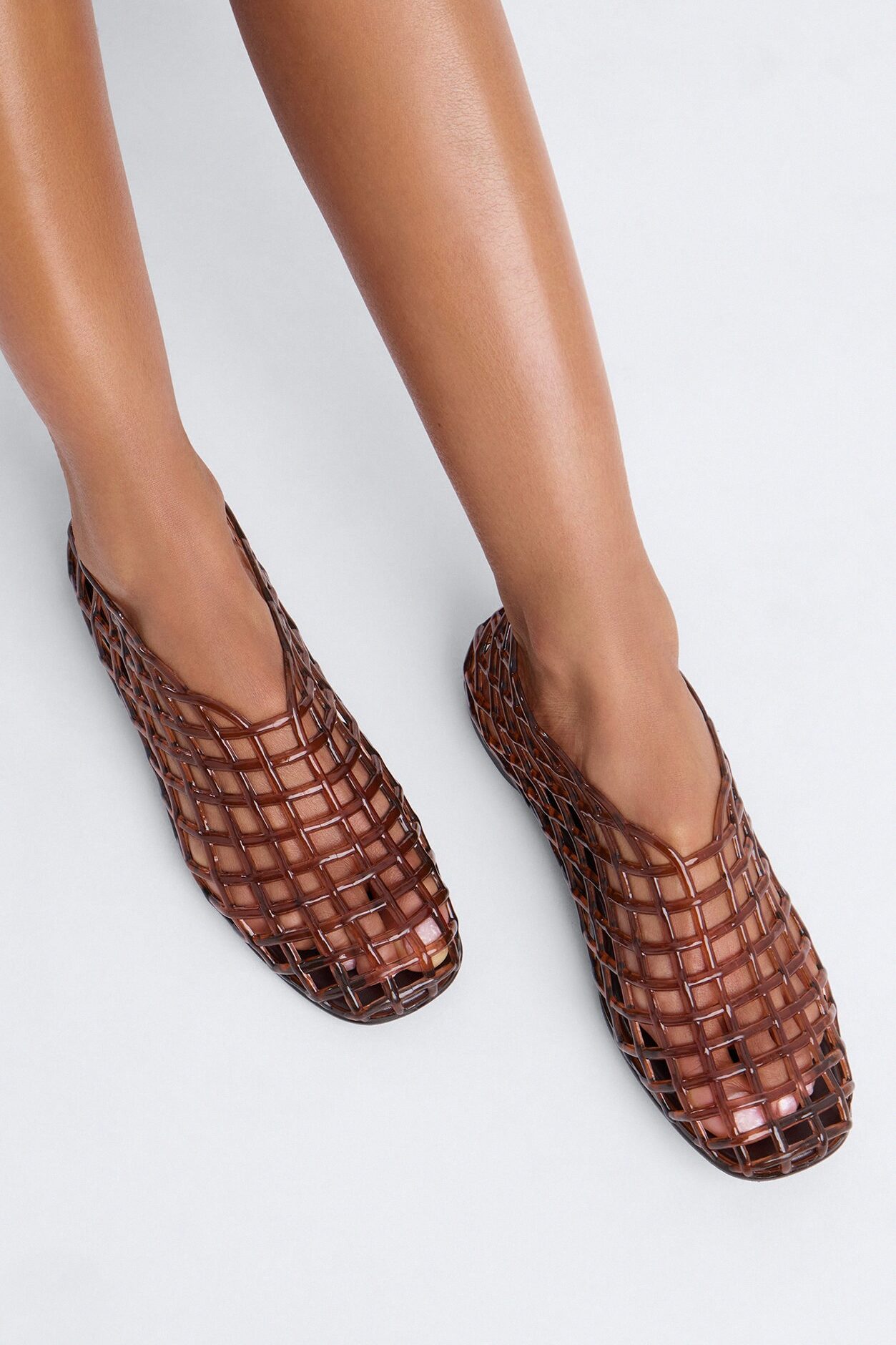 Annalise Jelly Mesh Flats - Dark Brown