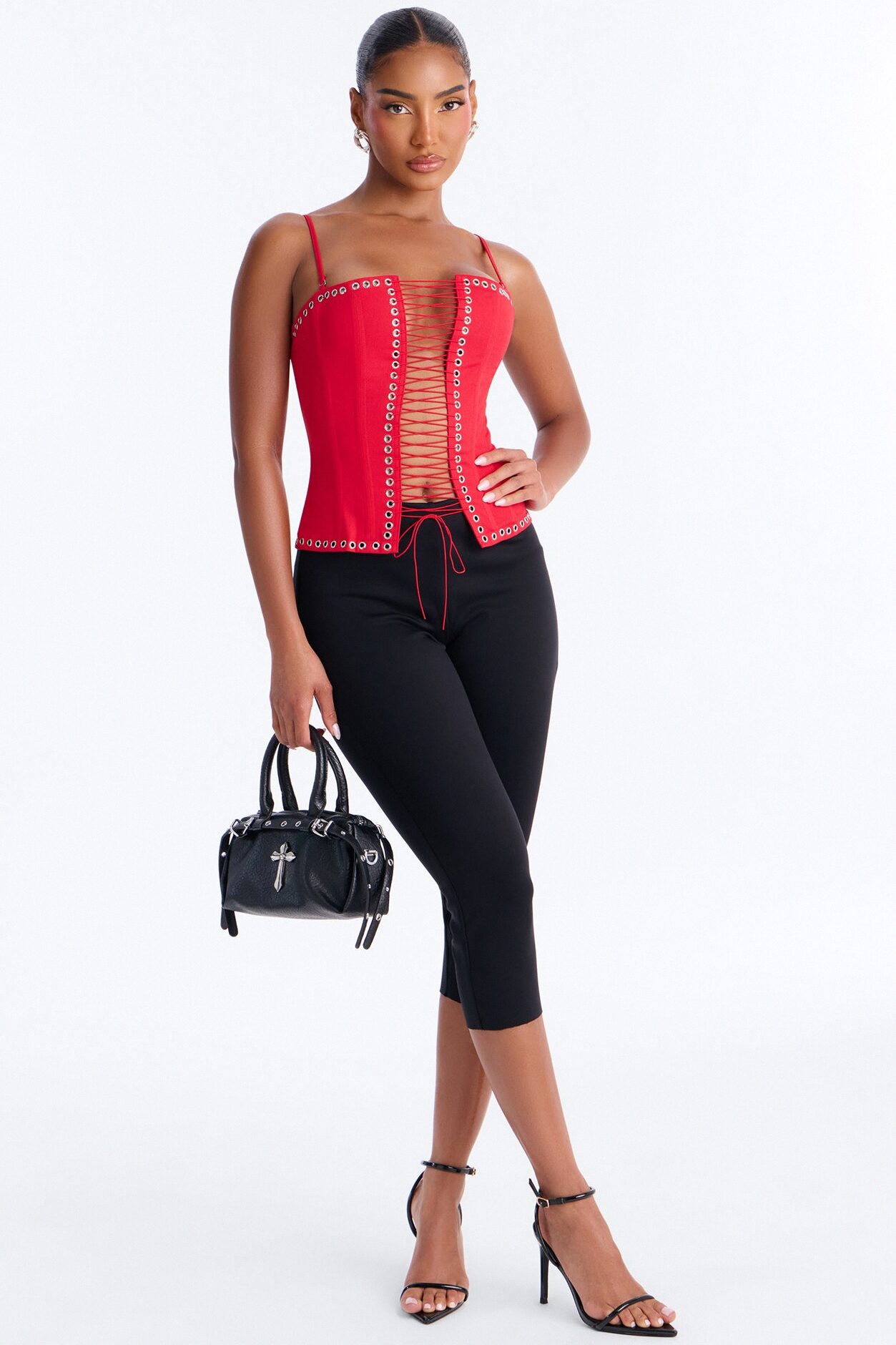 Dark Beauty Lace Up Corset Top - Red