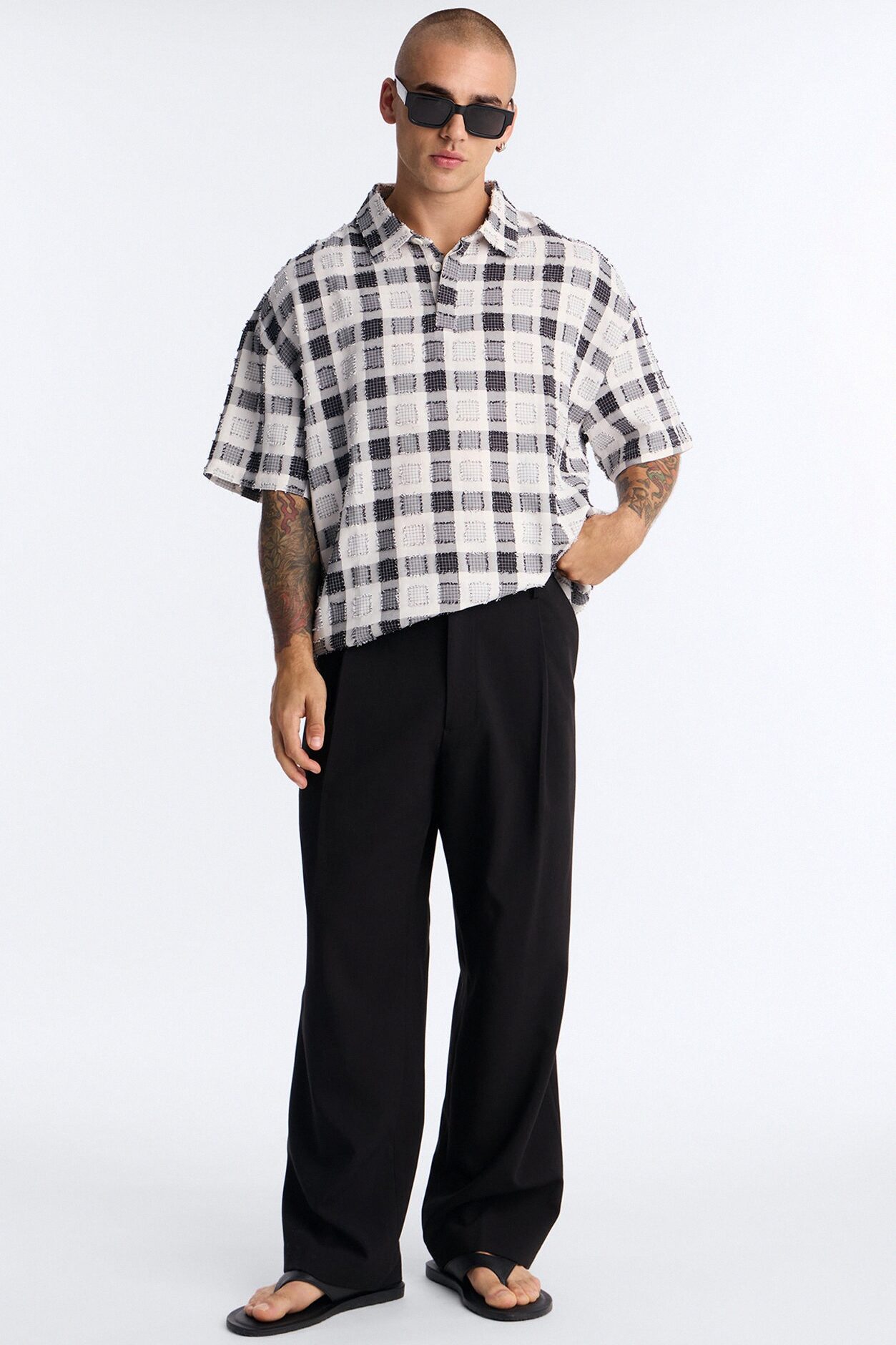 Beach After Dark Oversized Polo - Black/White