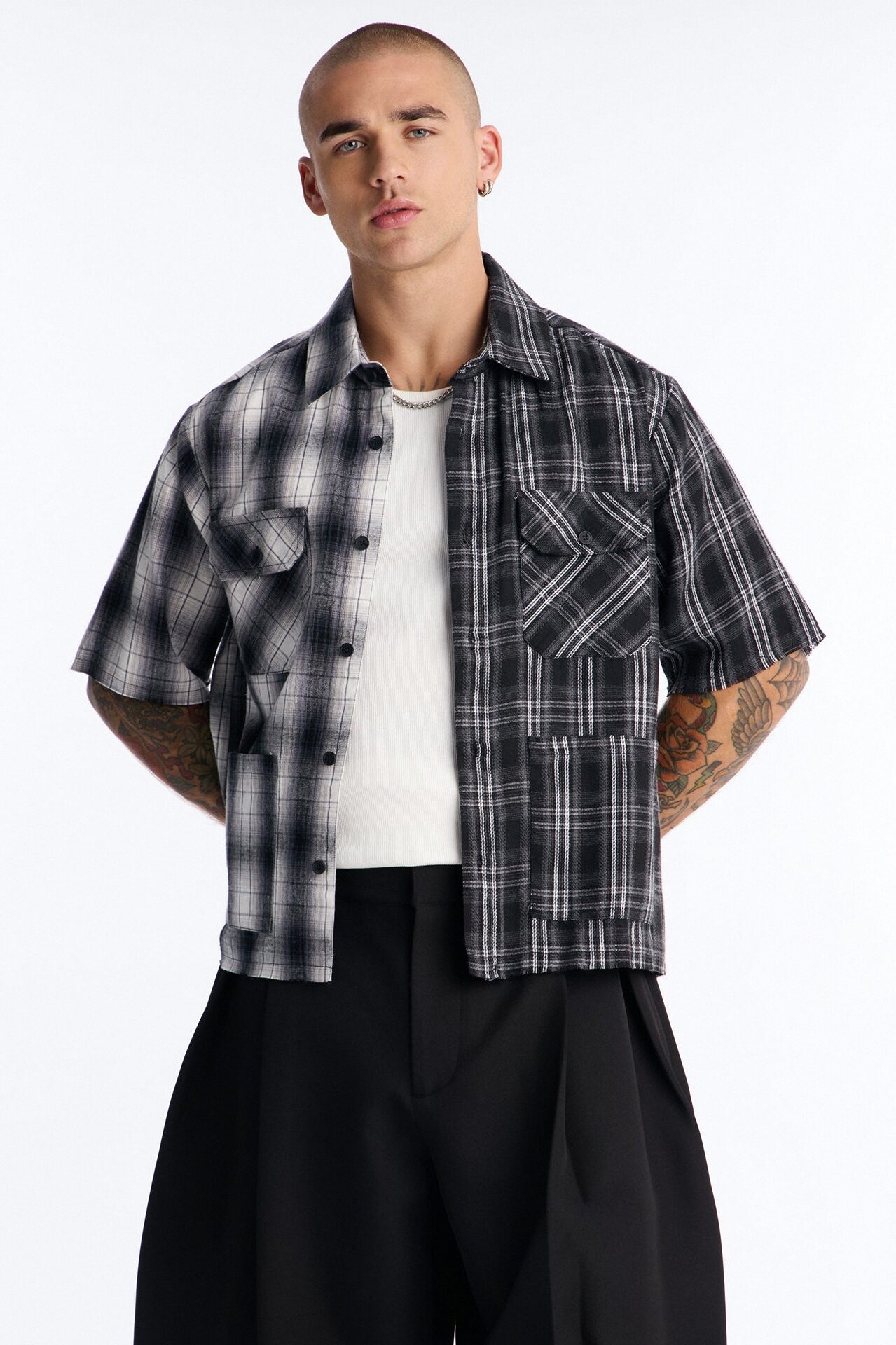 Doubletake Plaid Button Up Shirt - Black/combo