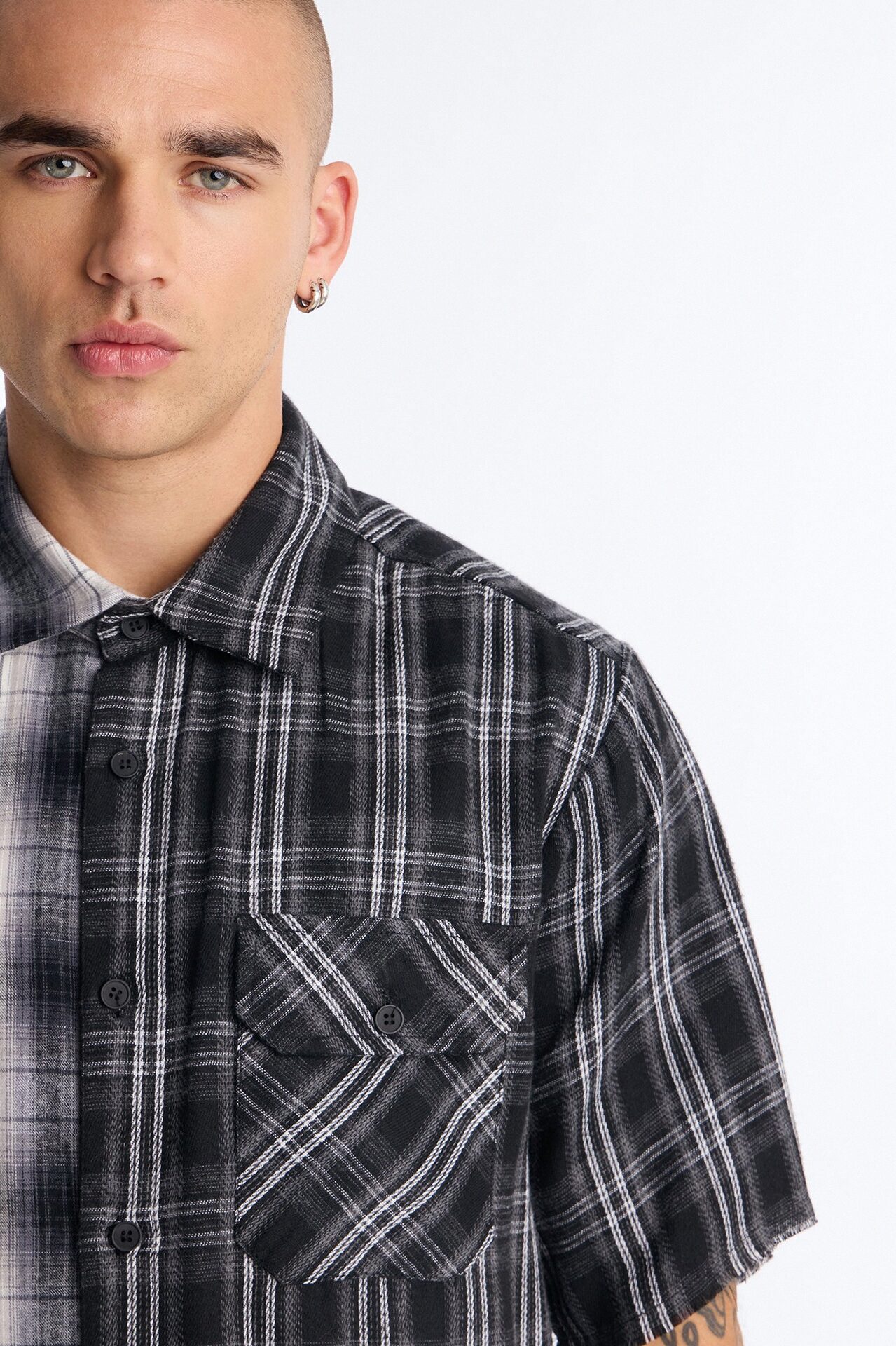 Doubletake Plaid Button Up Shirt - Black/combo