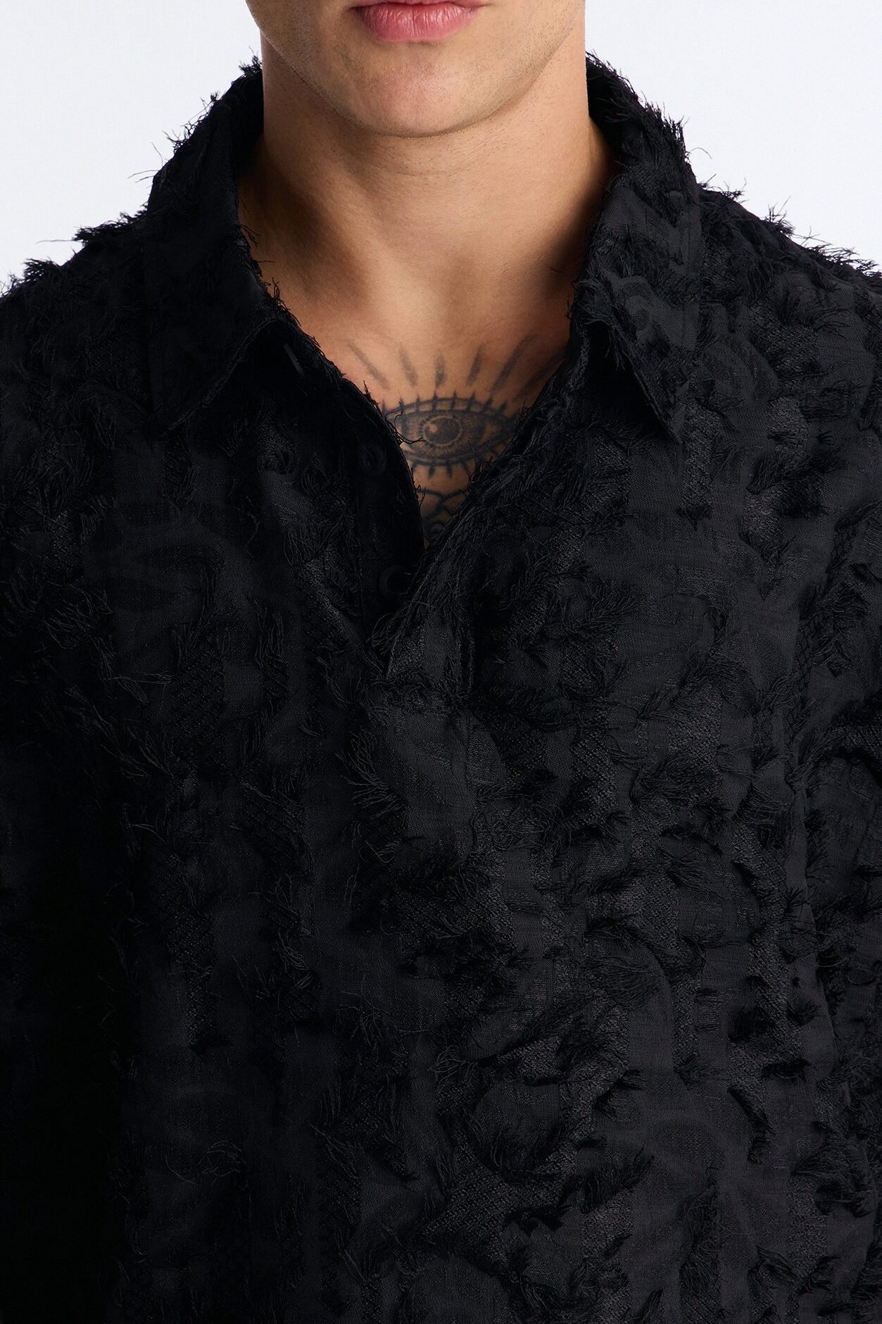 Oversized Kelpstone Textured Polo - Black