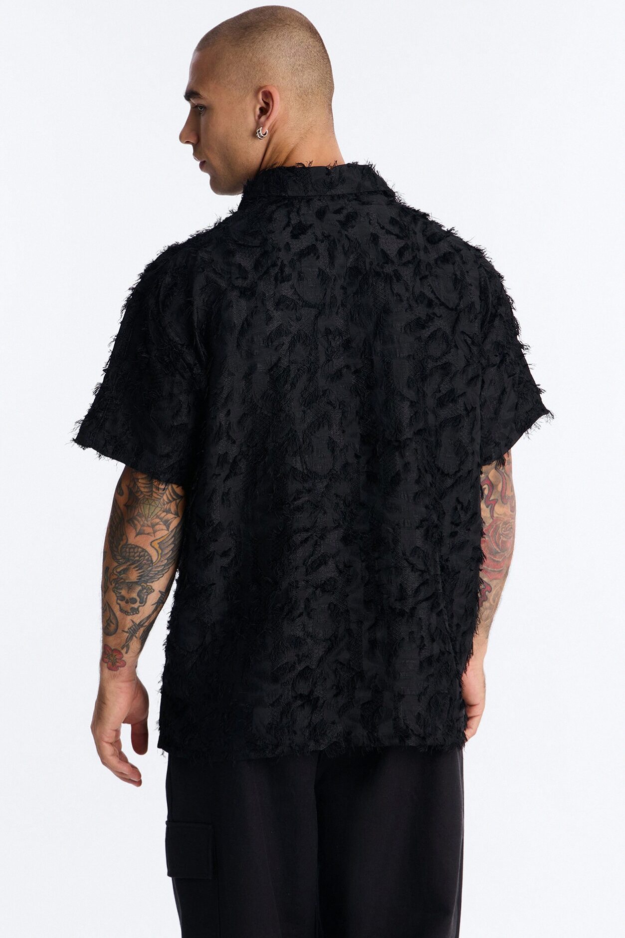 Oversized Kelpstone Textured Polo - Black