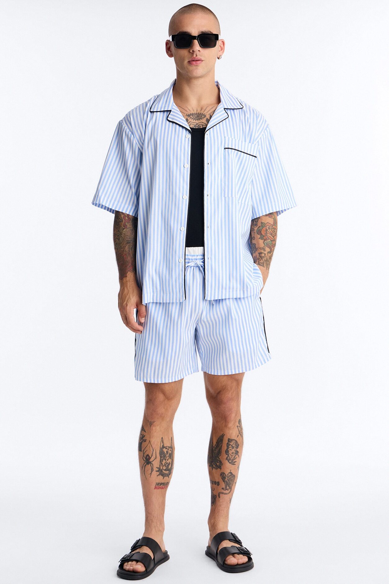 Cozy Night In Stripe Lounge Top - Blue/combo