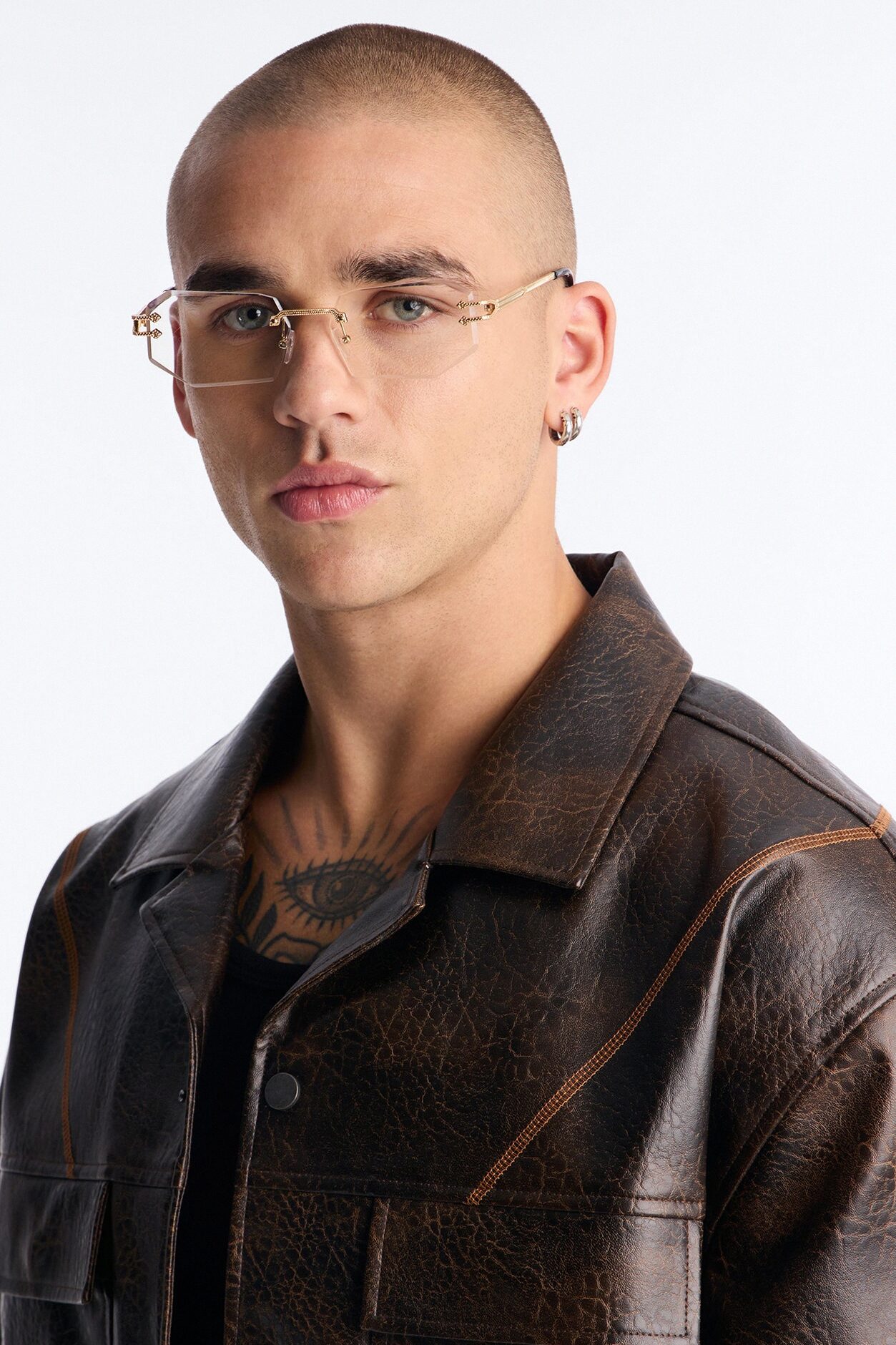 Anubis Frameless Geometric Sunglasses - Gold/Clear
