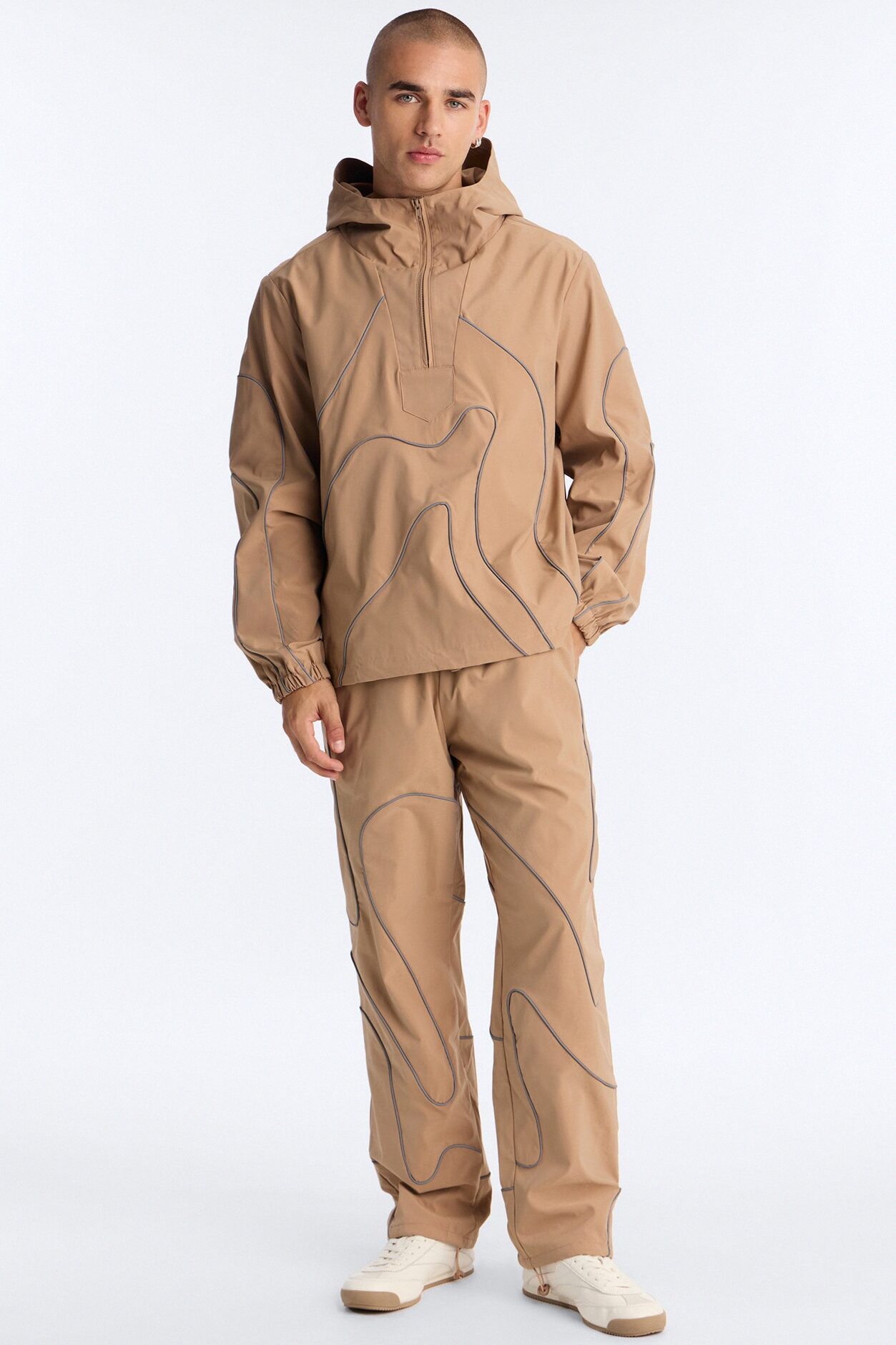 Futuristic Mode Track Jacket - Tan
