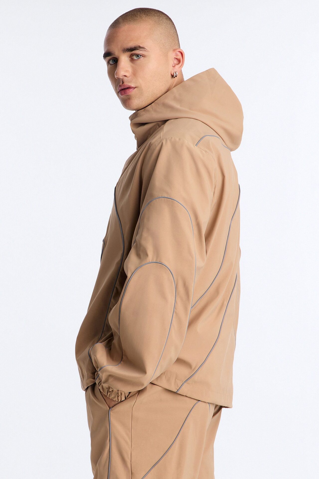 Futuristic Mode Track Jacket - Tan