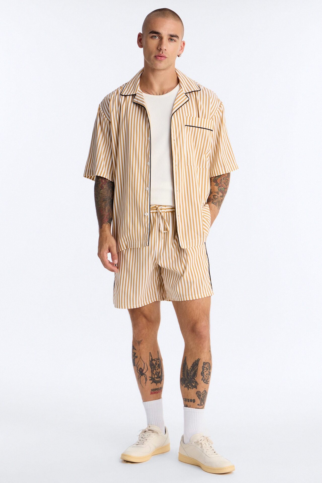 Cozy Night In Stripe Lounge Top - Gold/combo