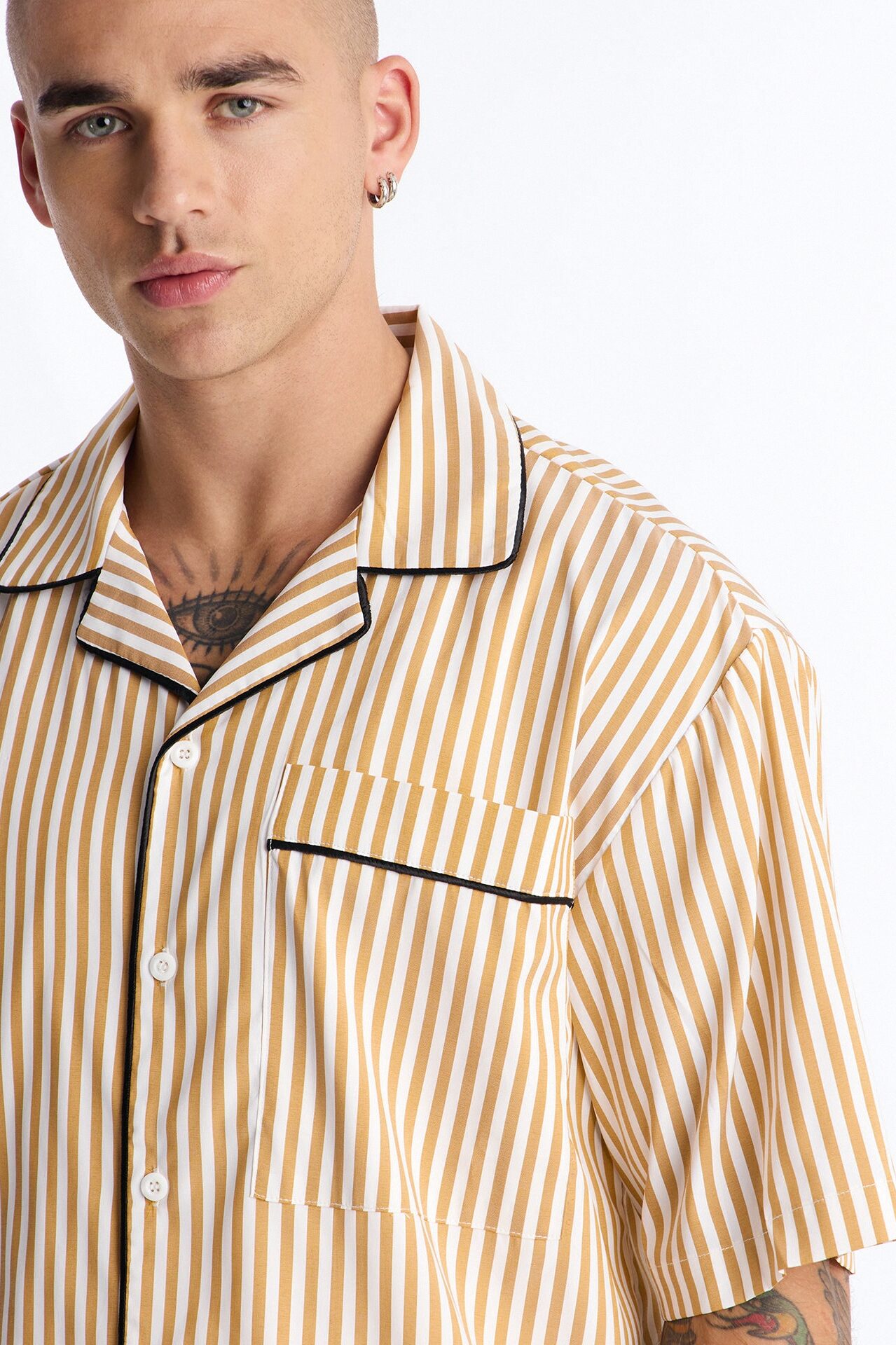 Cozy Night In Stripe Lounge Top - Gold/combo