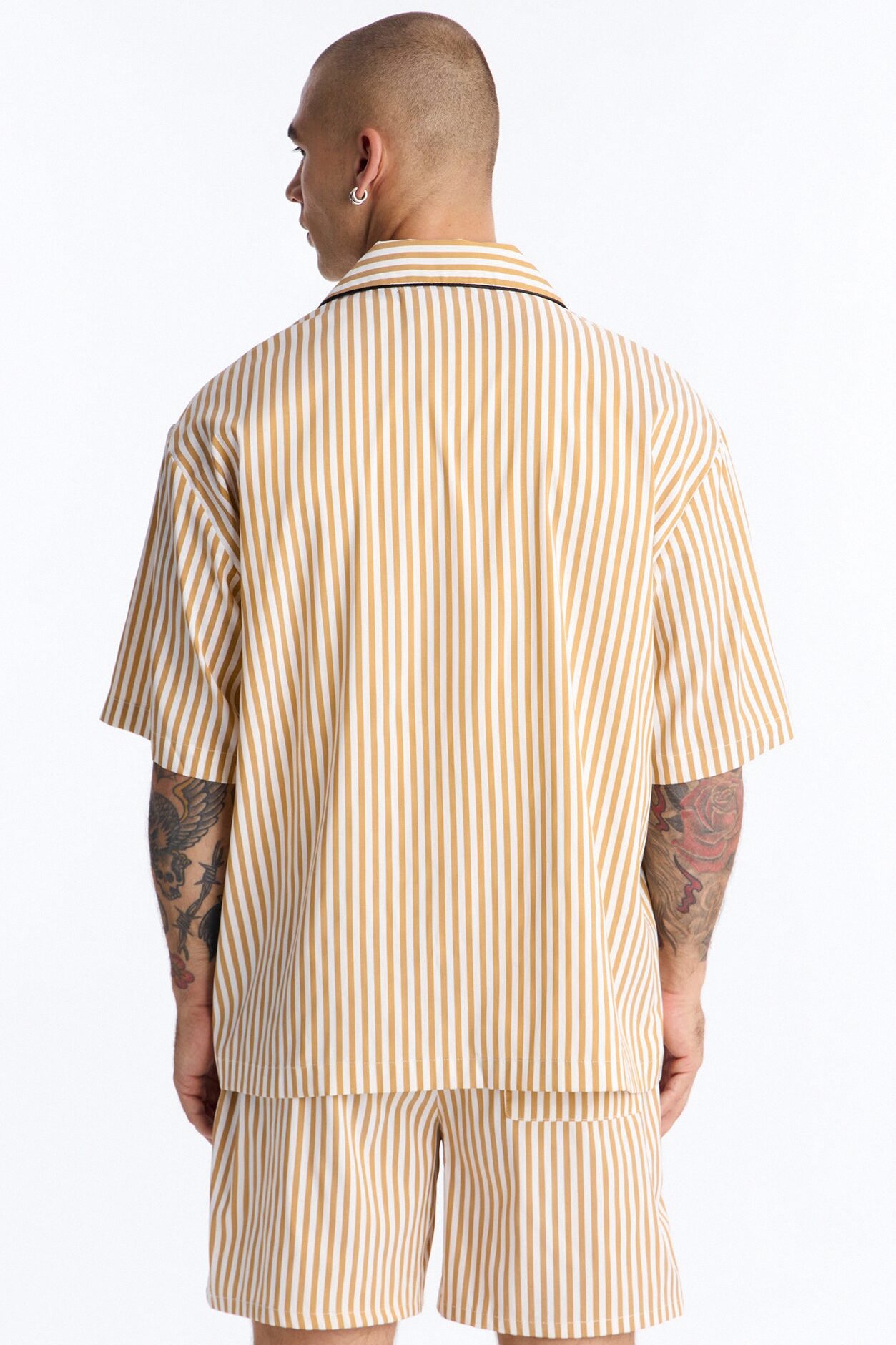 Cozy Night In Stripe Lounge Top - Gold/combo