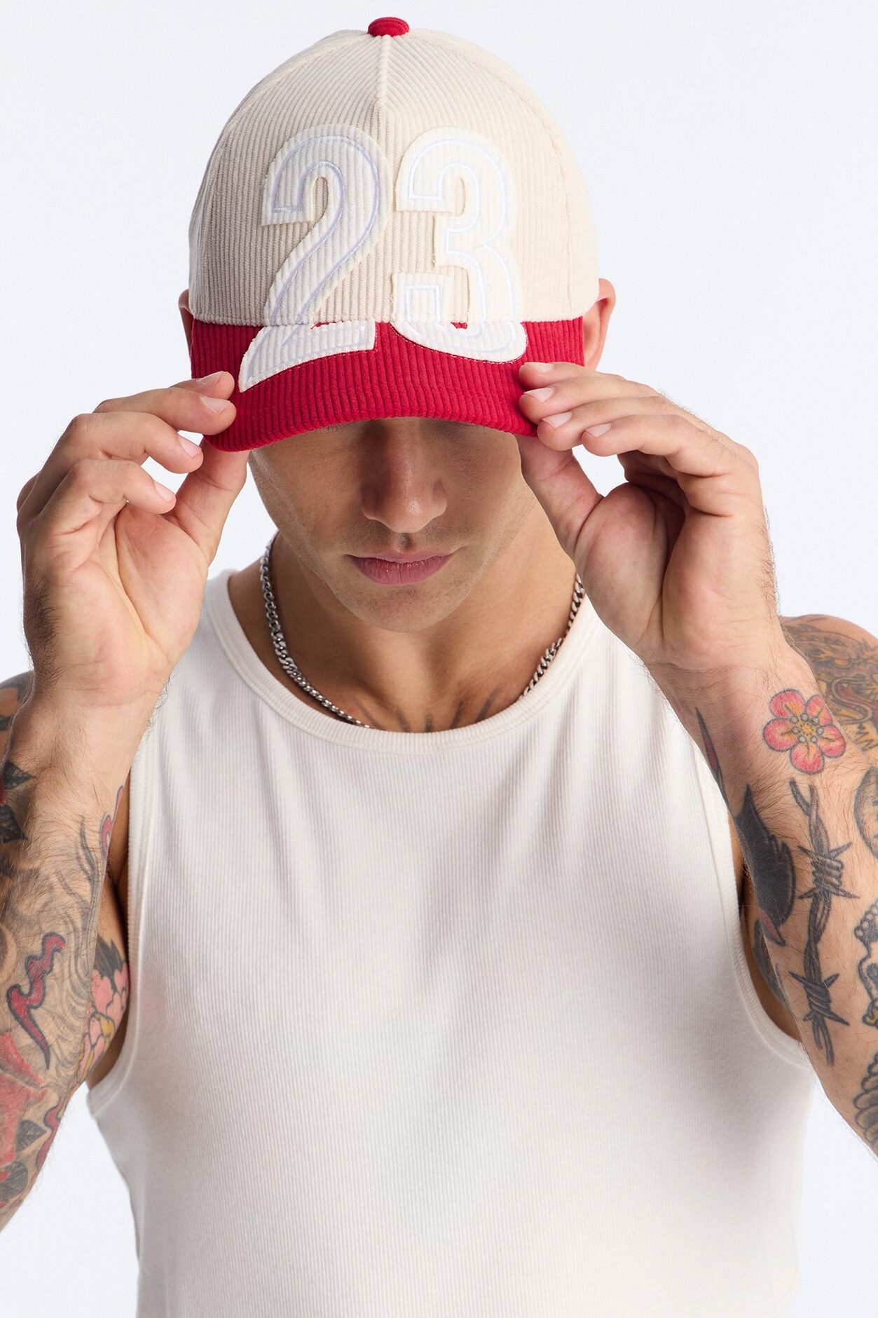 23 Patch Corduroy Snapback Hat - Stone