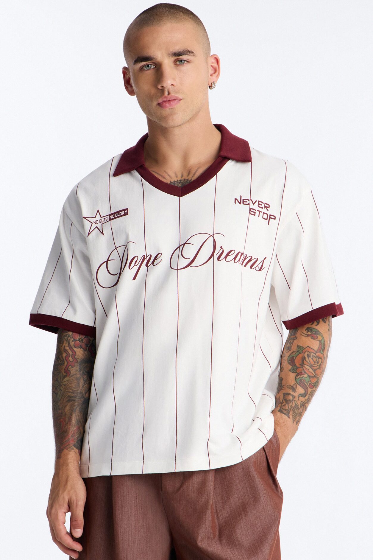 Dope Dreams 33 Johnny Collar Soccer Jersey - Cream
