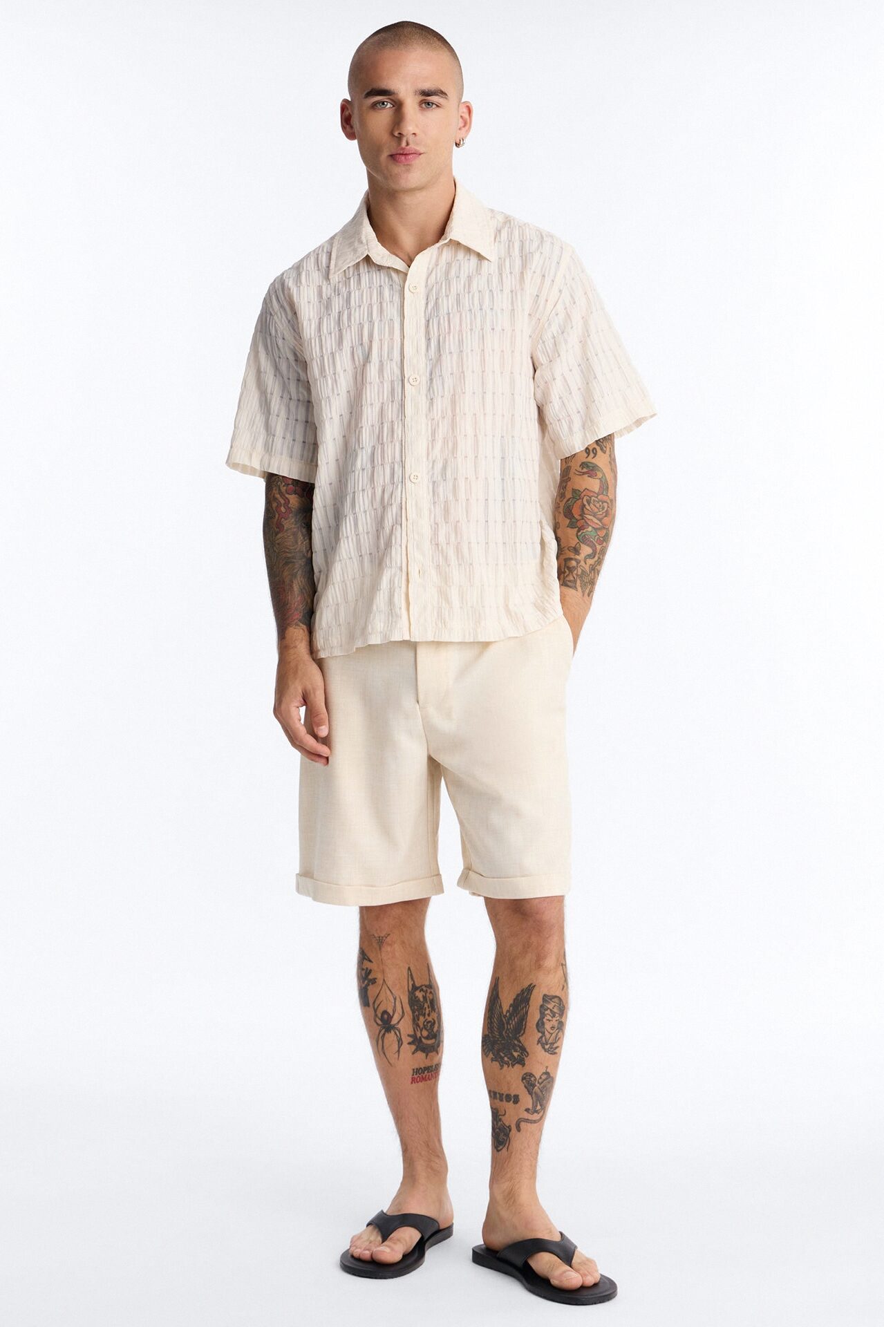 Dream Puff Cuban Collar Button Up Shirt - Cream