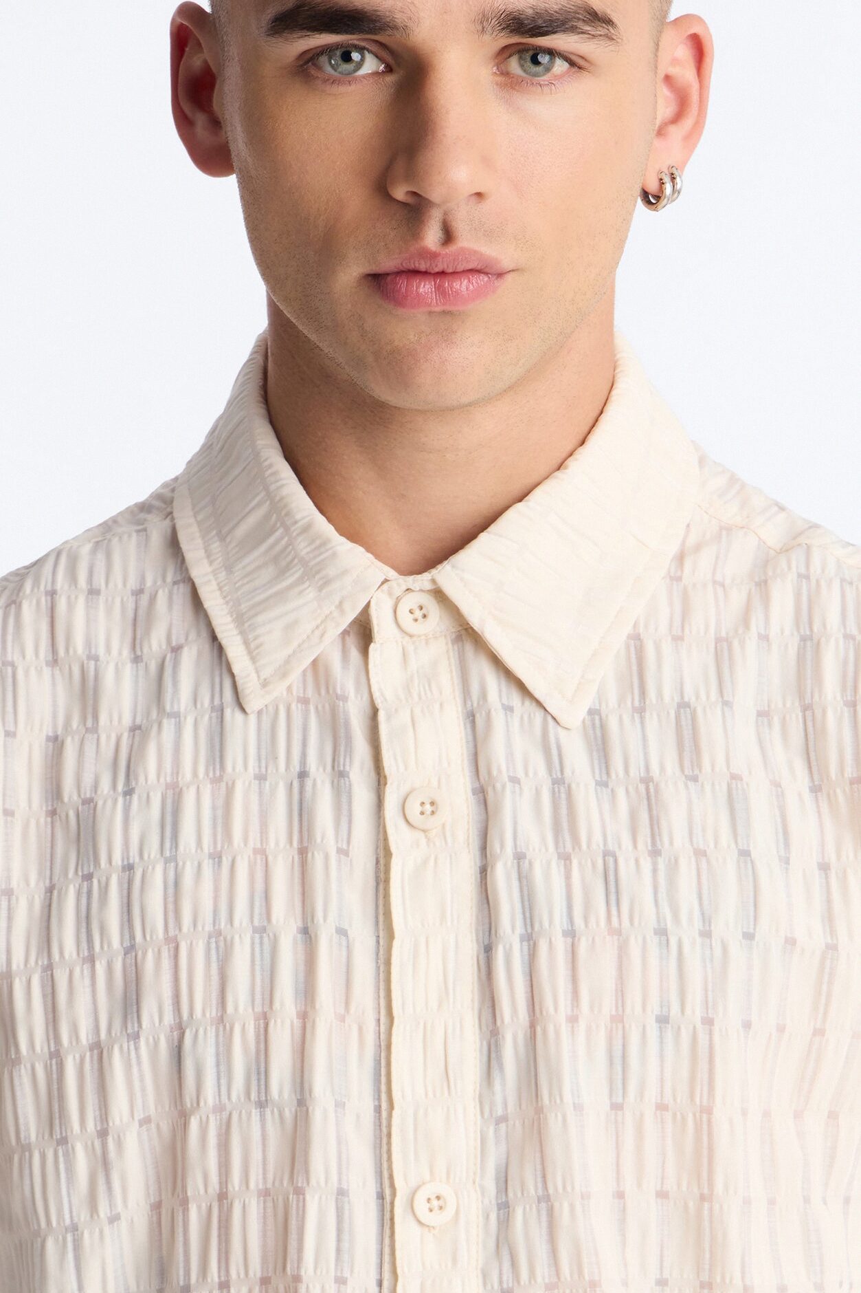 Dream Puff Cuban Collar Button Up Shirt - Cream