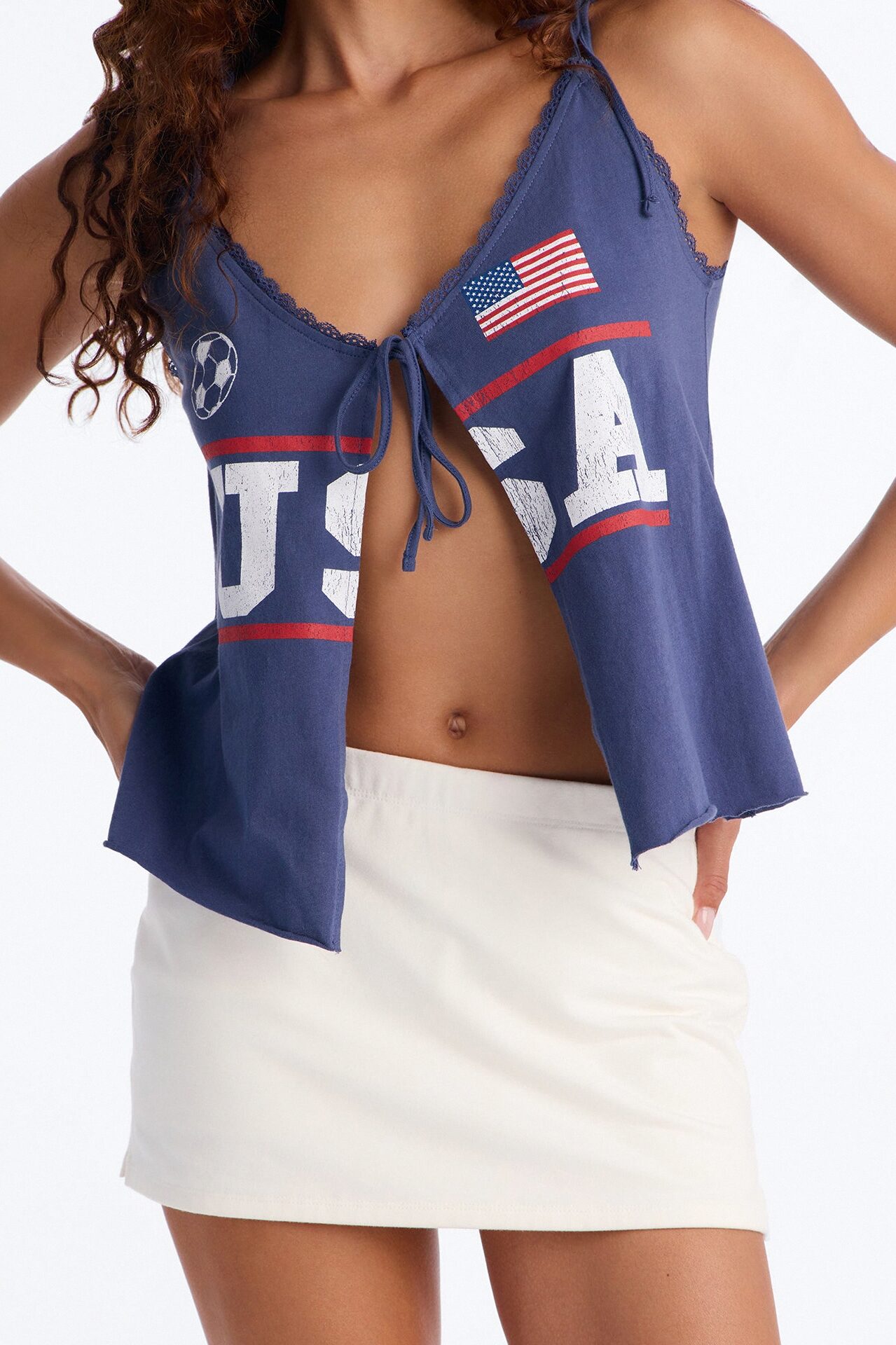USA Tie Detail Tank - Navy