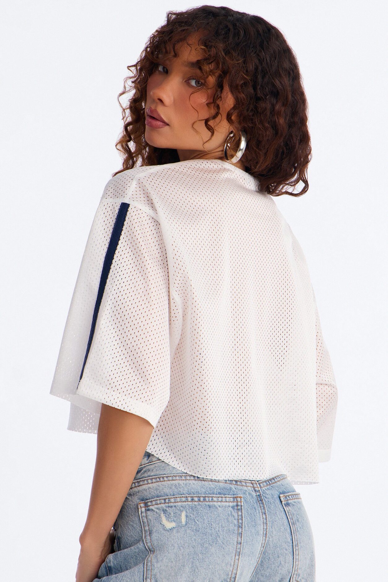 USA Lace Cropped Jersey - White