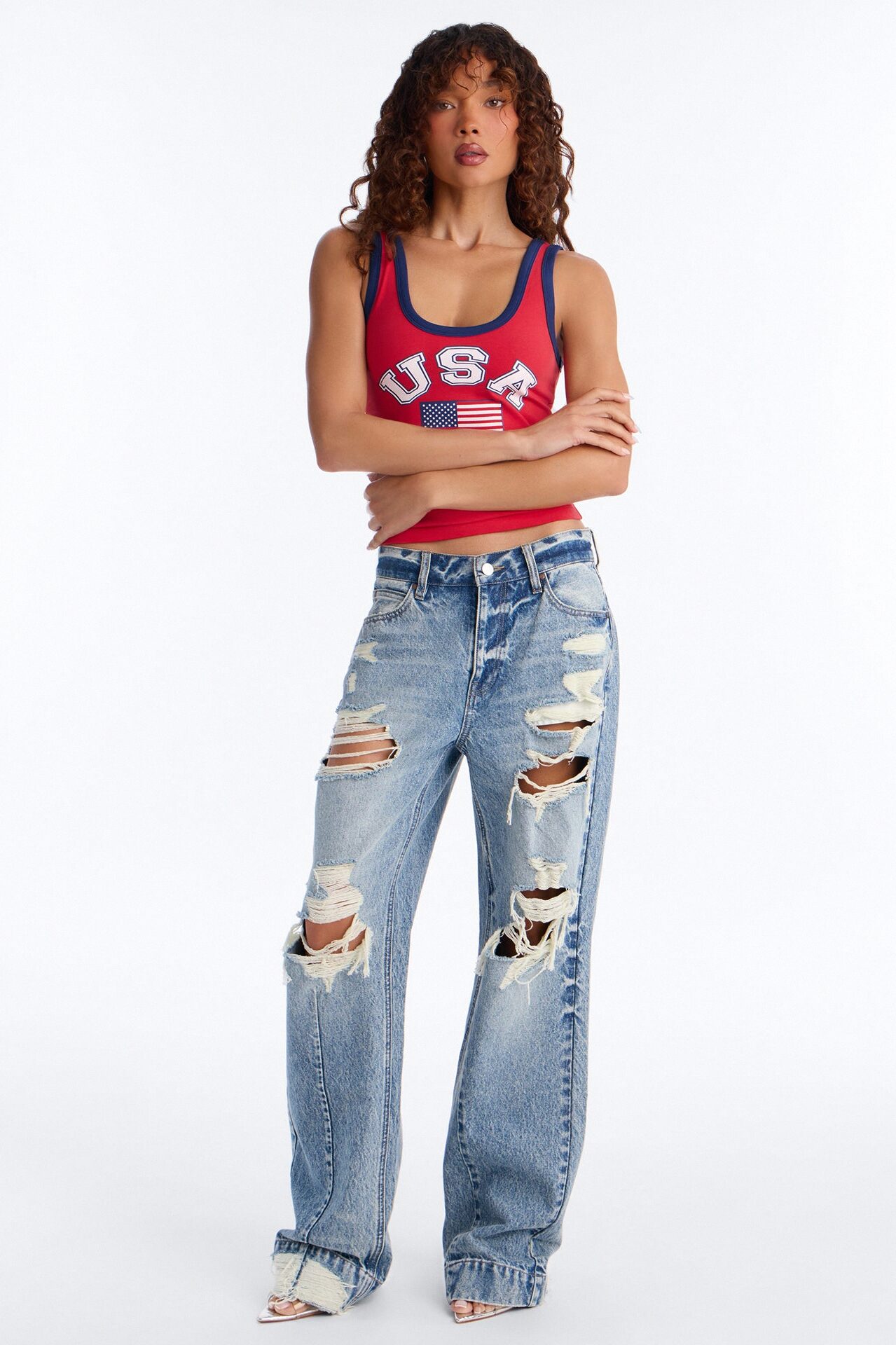 USA Scoop Neck Tank - Red