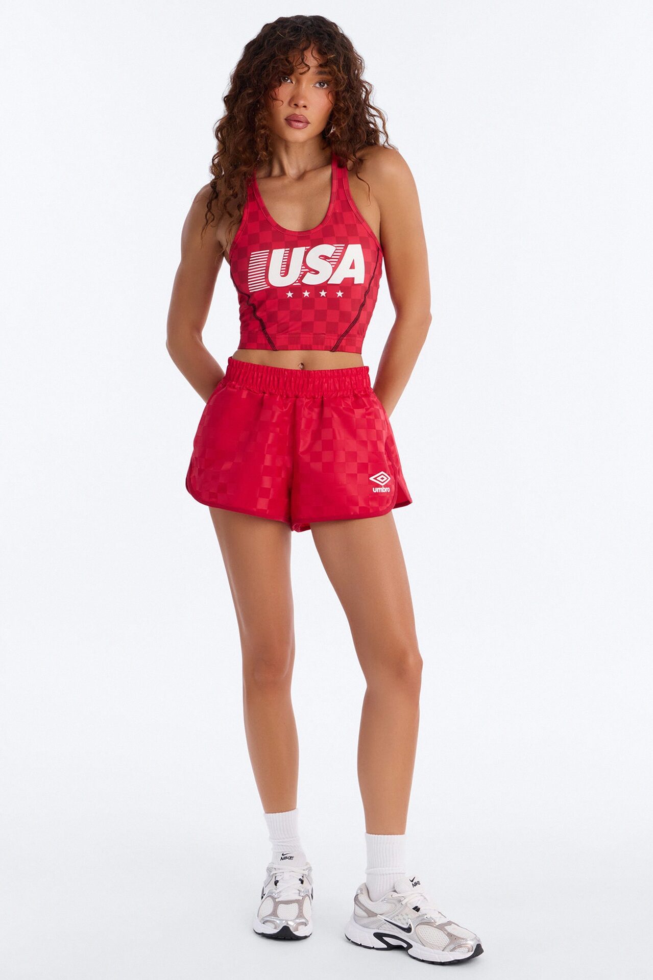 Umbro USA Checkered Cropped Tank - Red