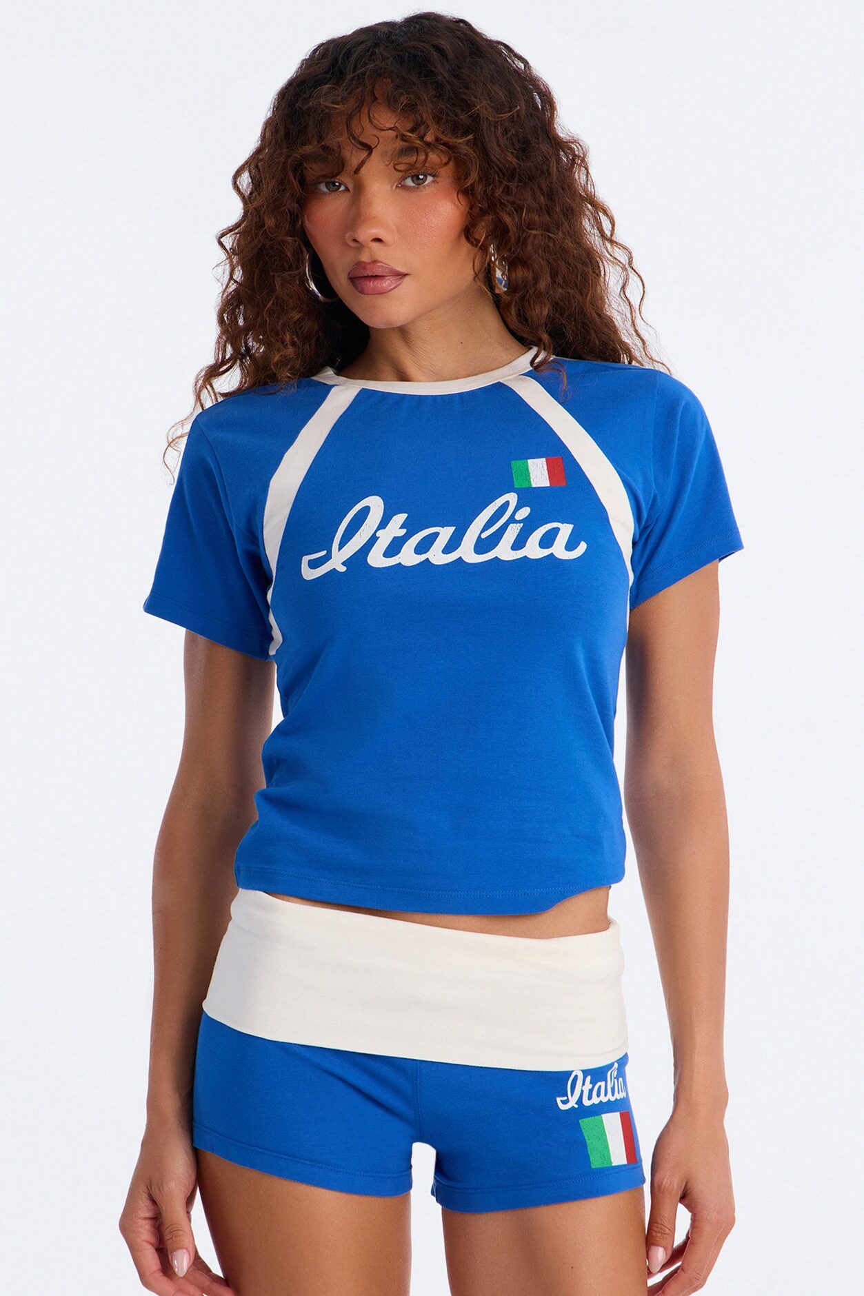 Italia Athletic Trim Baby Tee - Royal