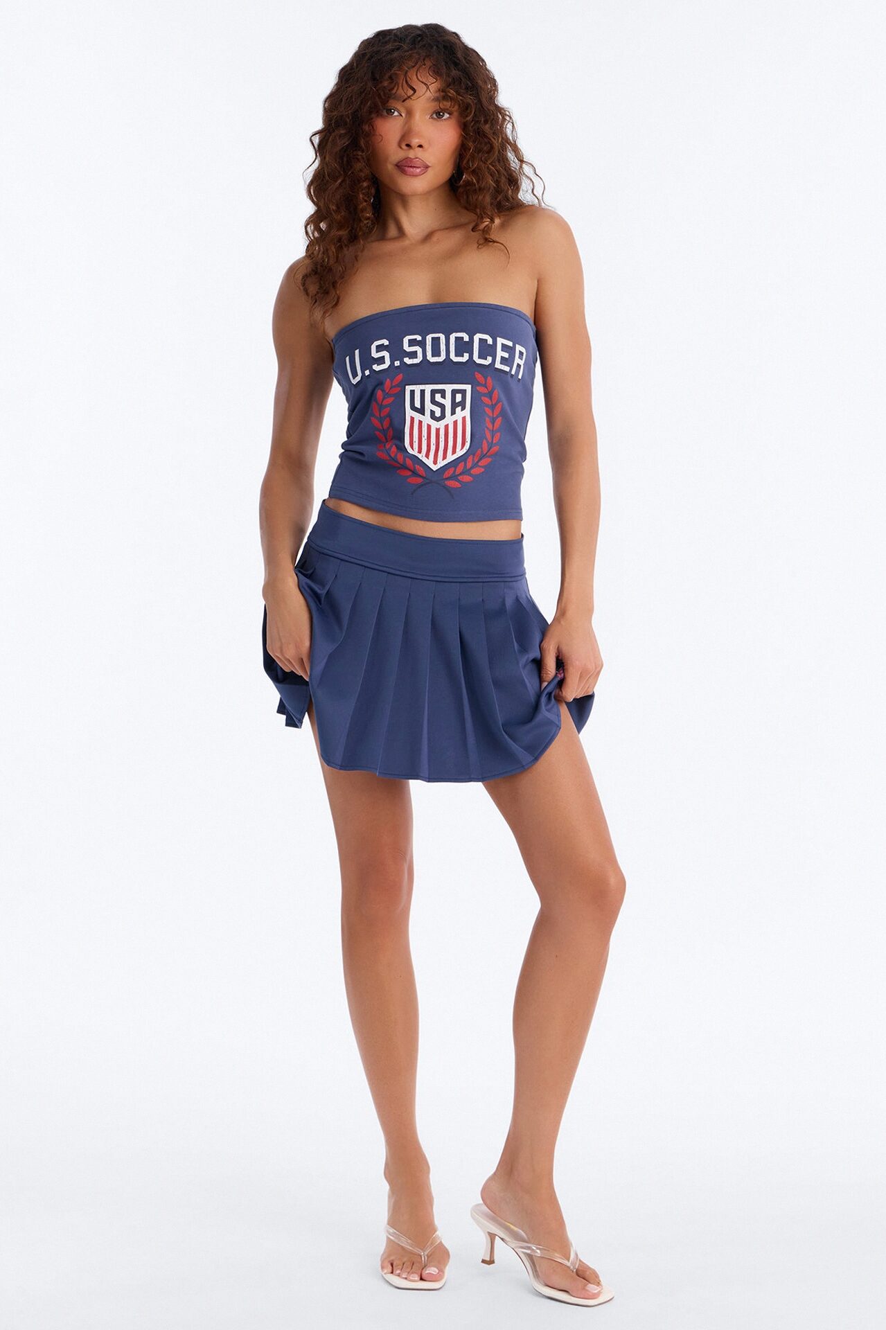 US Soccer Cropped Tube Top - Navy