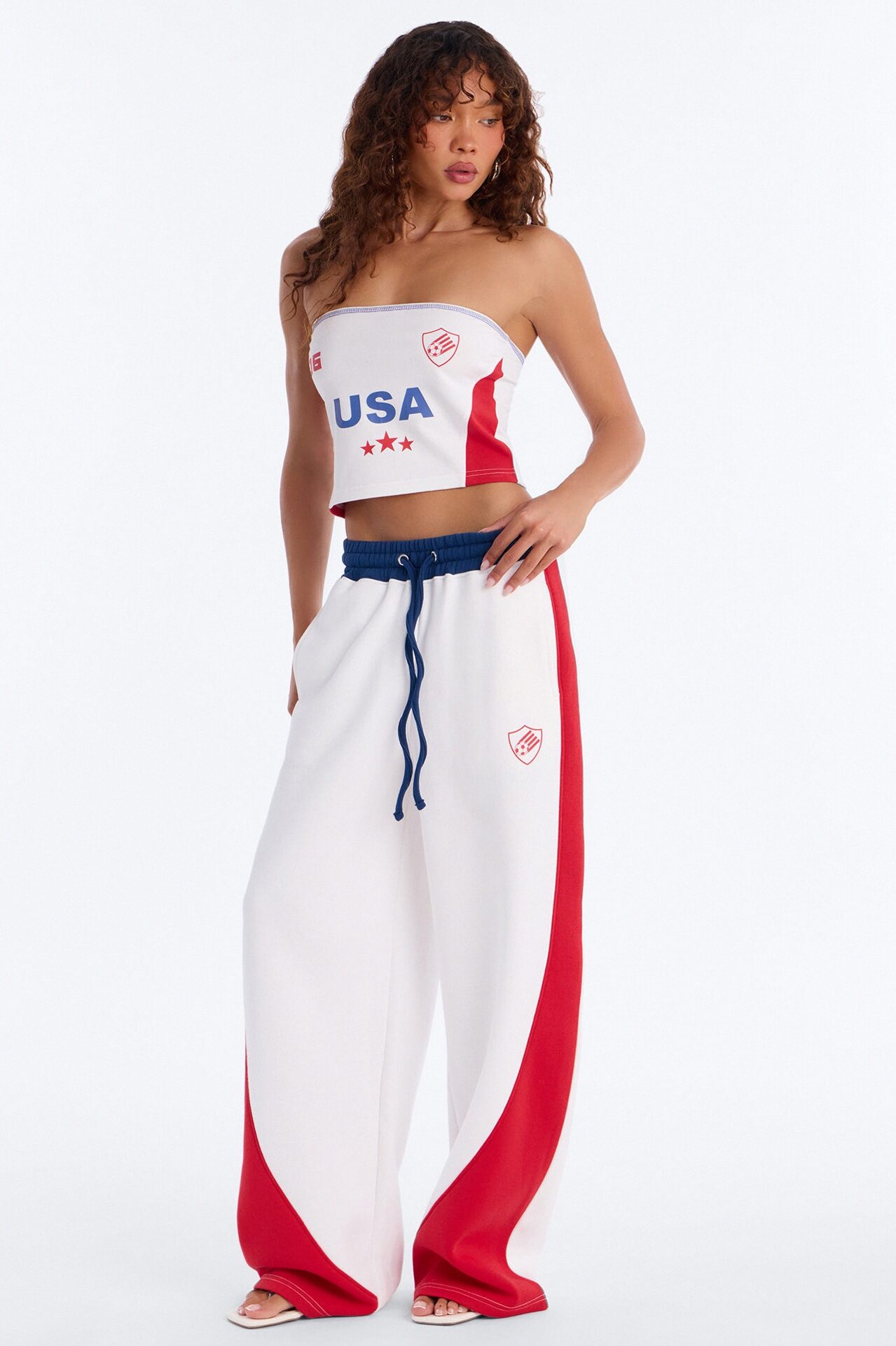 USA Pride Fleece Barrel Pant Set - White/combo