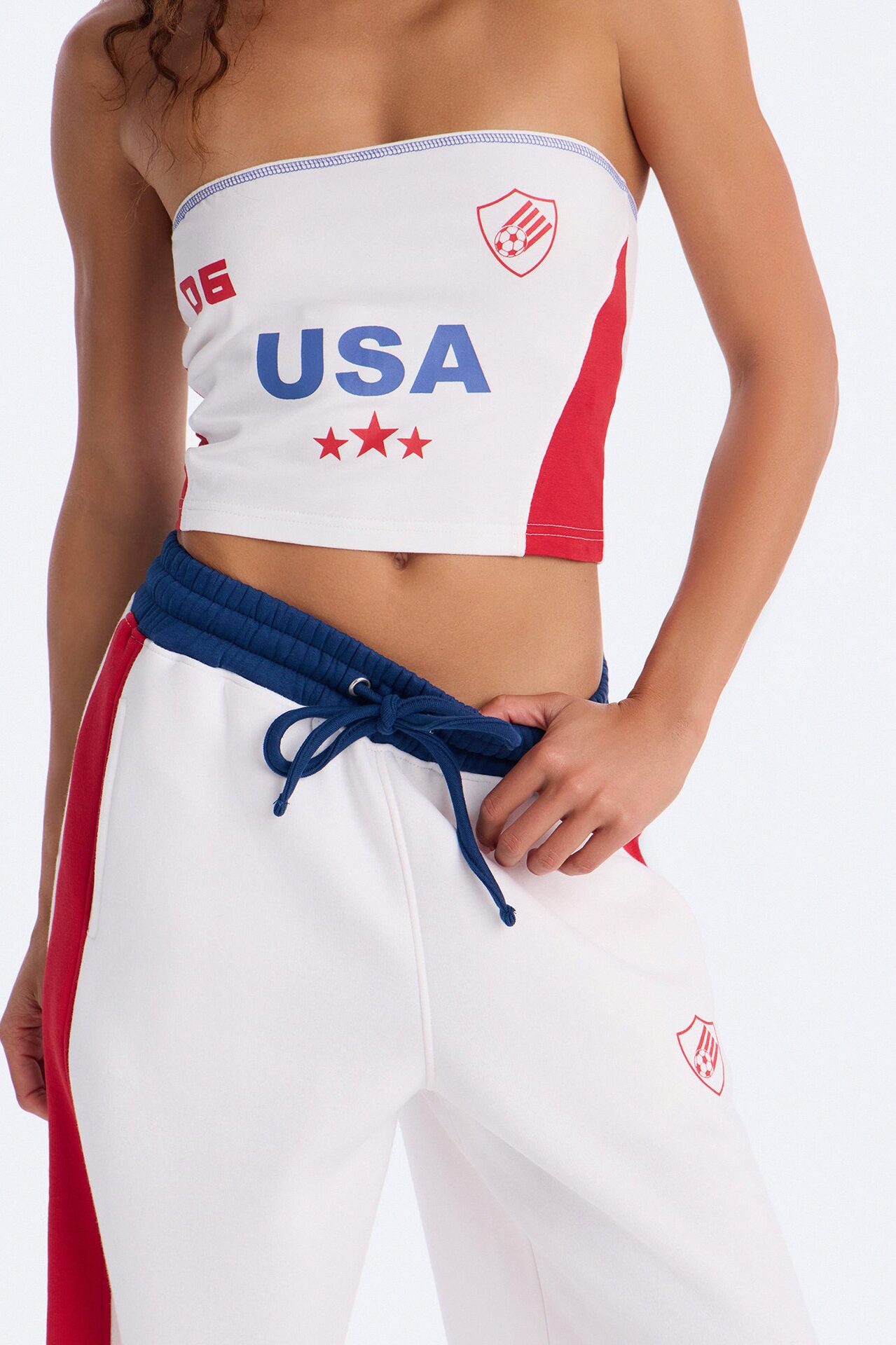 USA Pride Fleece Barrel Pant Set - White/combo