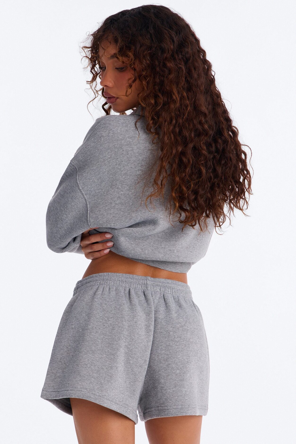 Off Duty Fleece Short Set - Heather Grey
