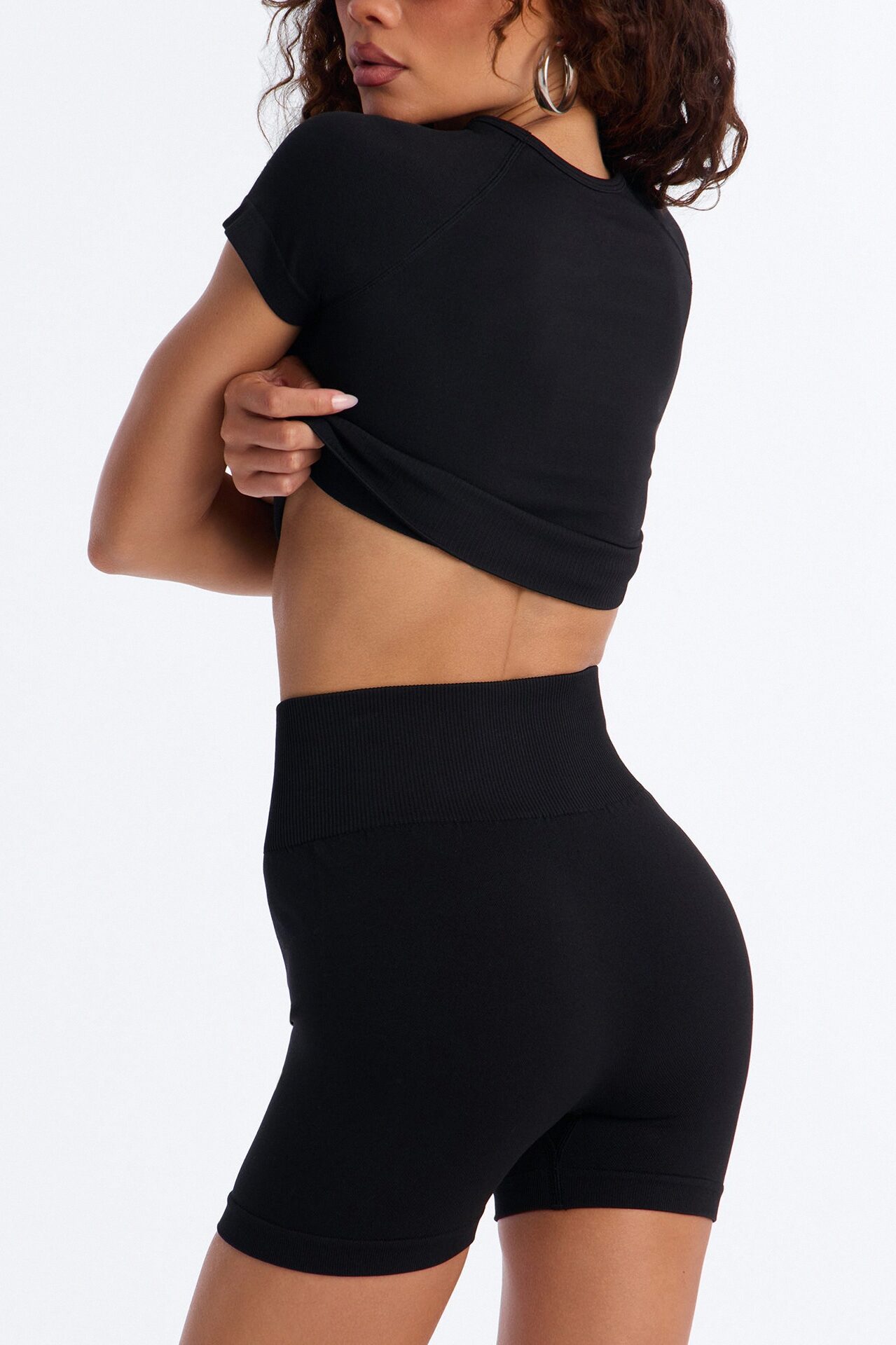 Ava Seamless Biker Short Set - Black