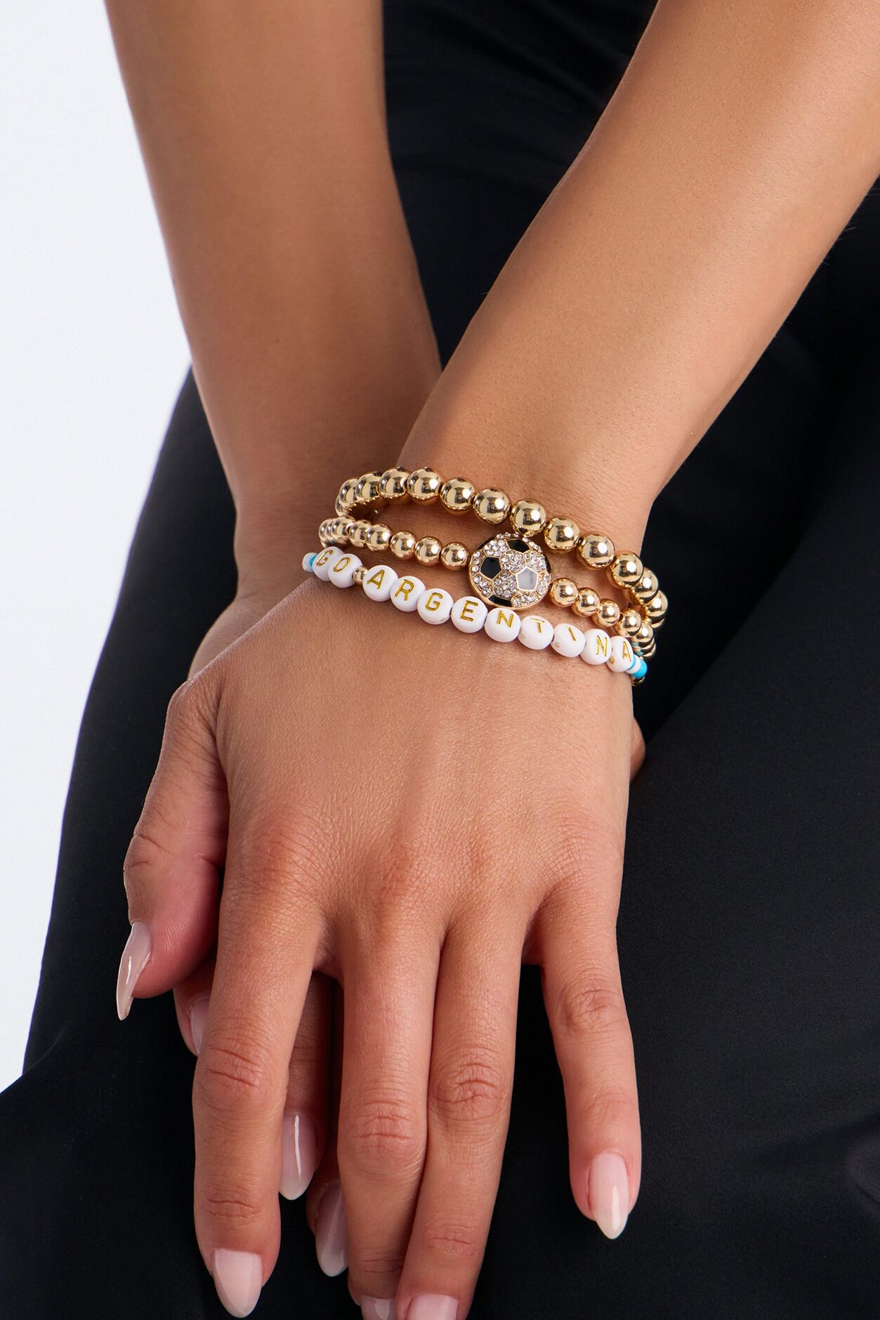 Go Argentina Soccer 3 Piece Bracelet Set - Gold/Blue