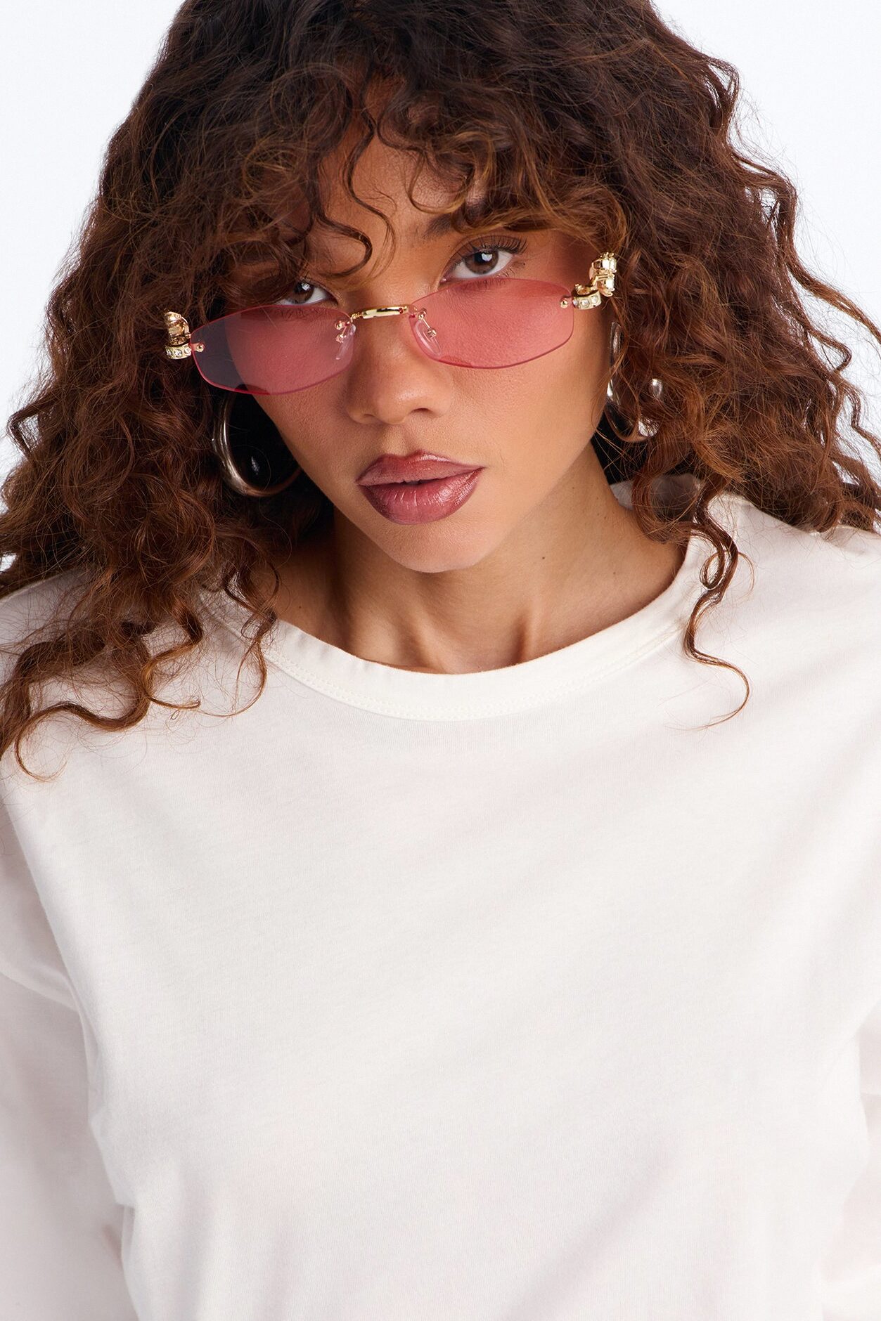 Faded Jeans Sunglasses - Gold/Pink