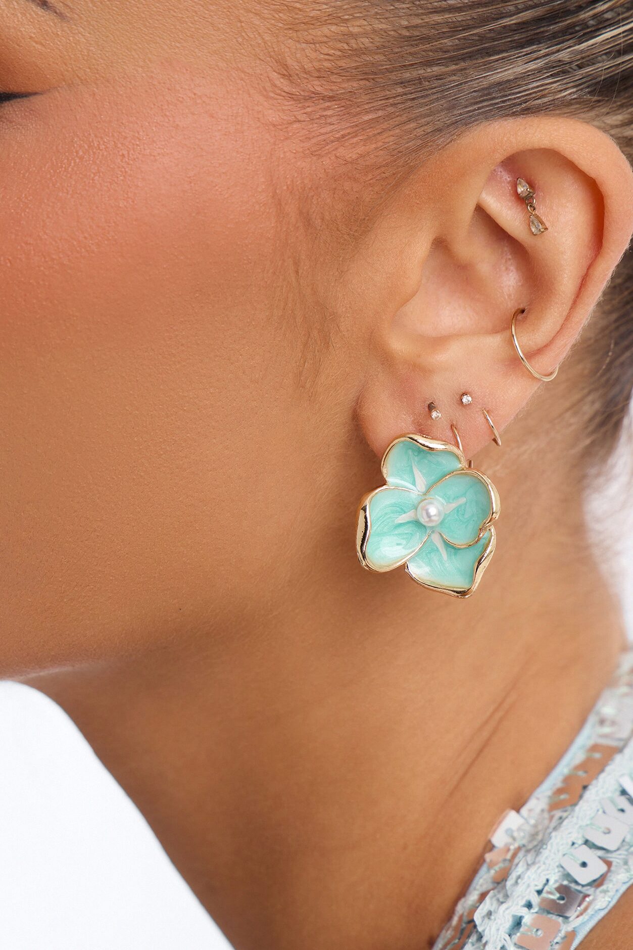 Your Darling Floral Earrings - Blue