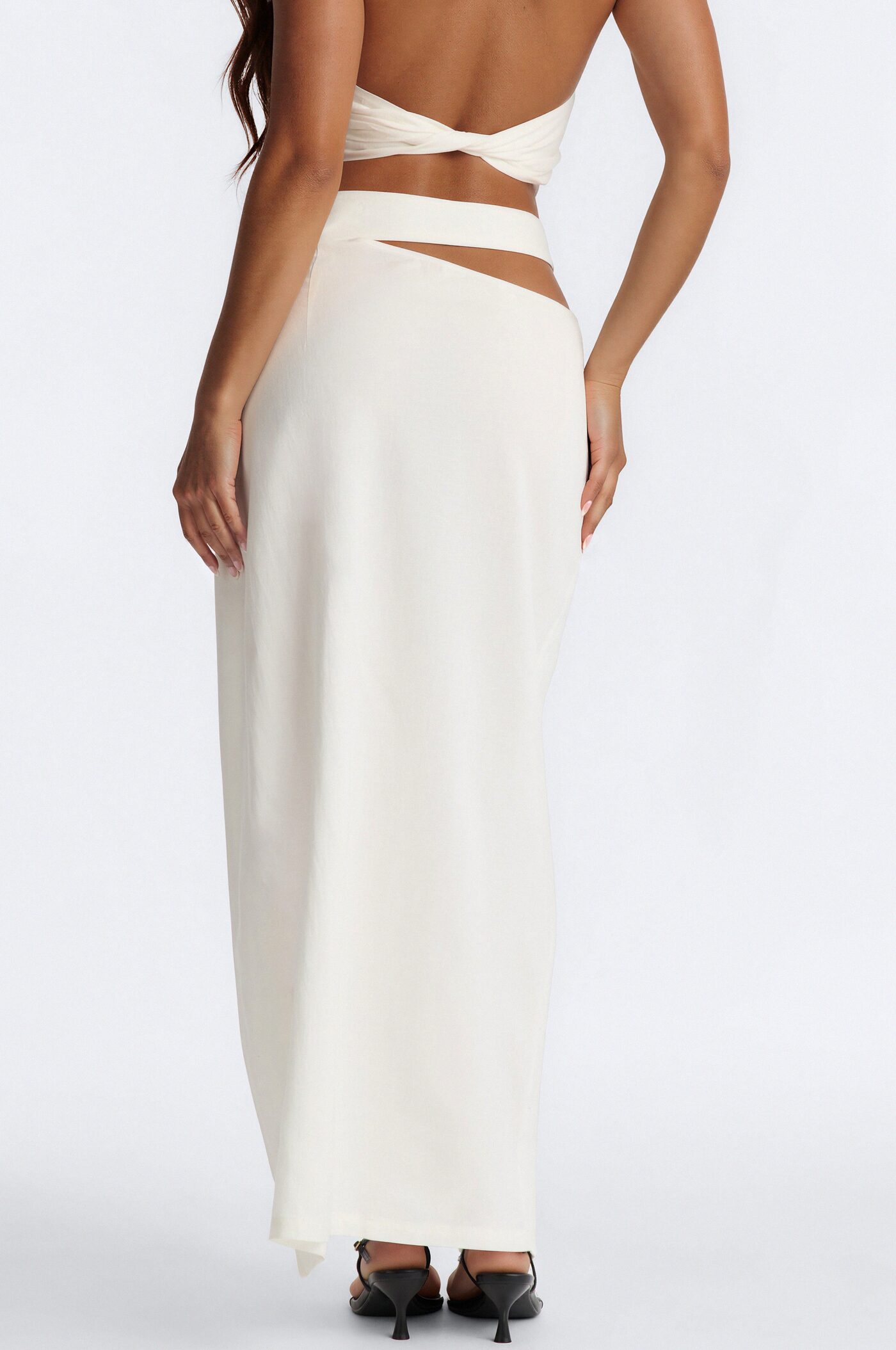 Yacht Life Cut Out Linen Maxi Skirt - White