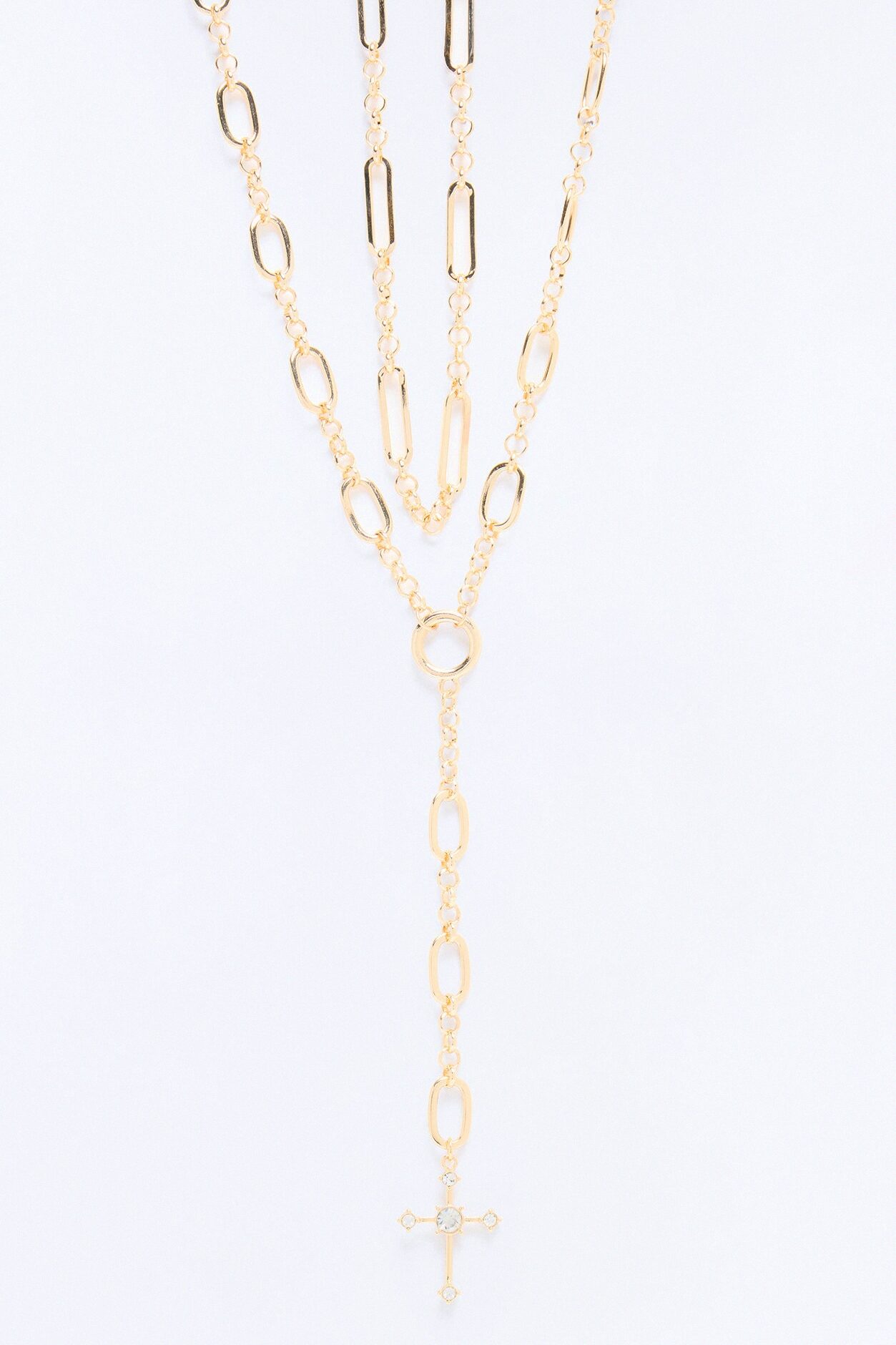 My Darling Cross Lariat Necklace - Gold